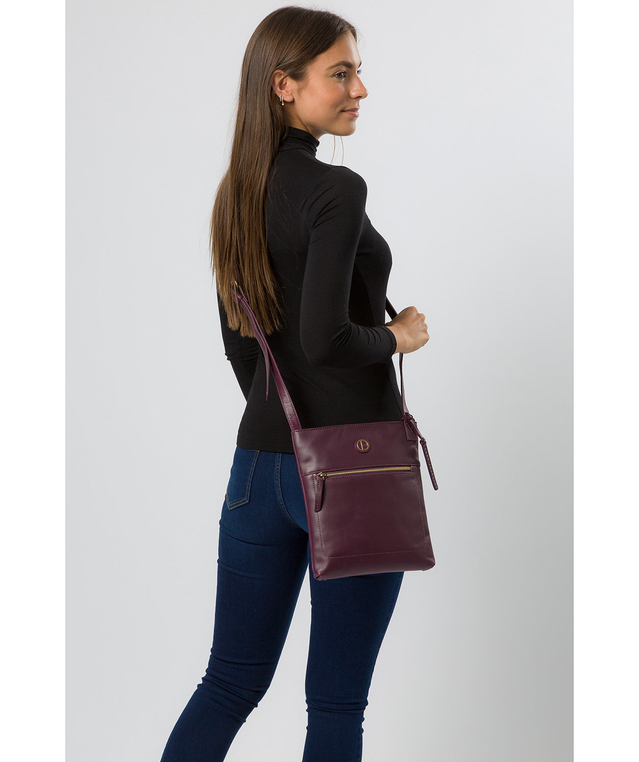 'Knook' Blackberry Leather Cross Body Bag image 7