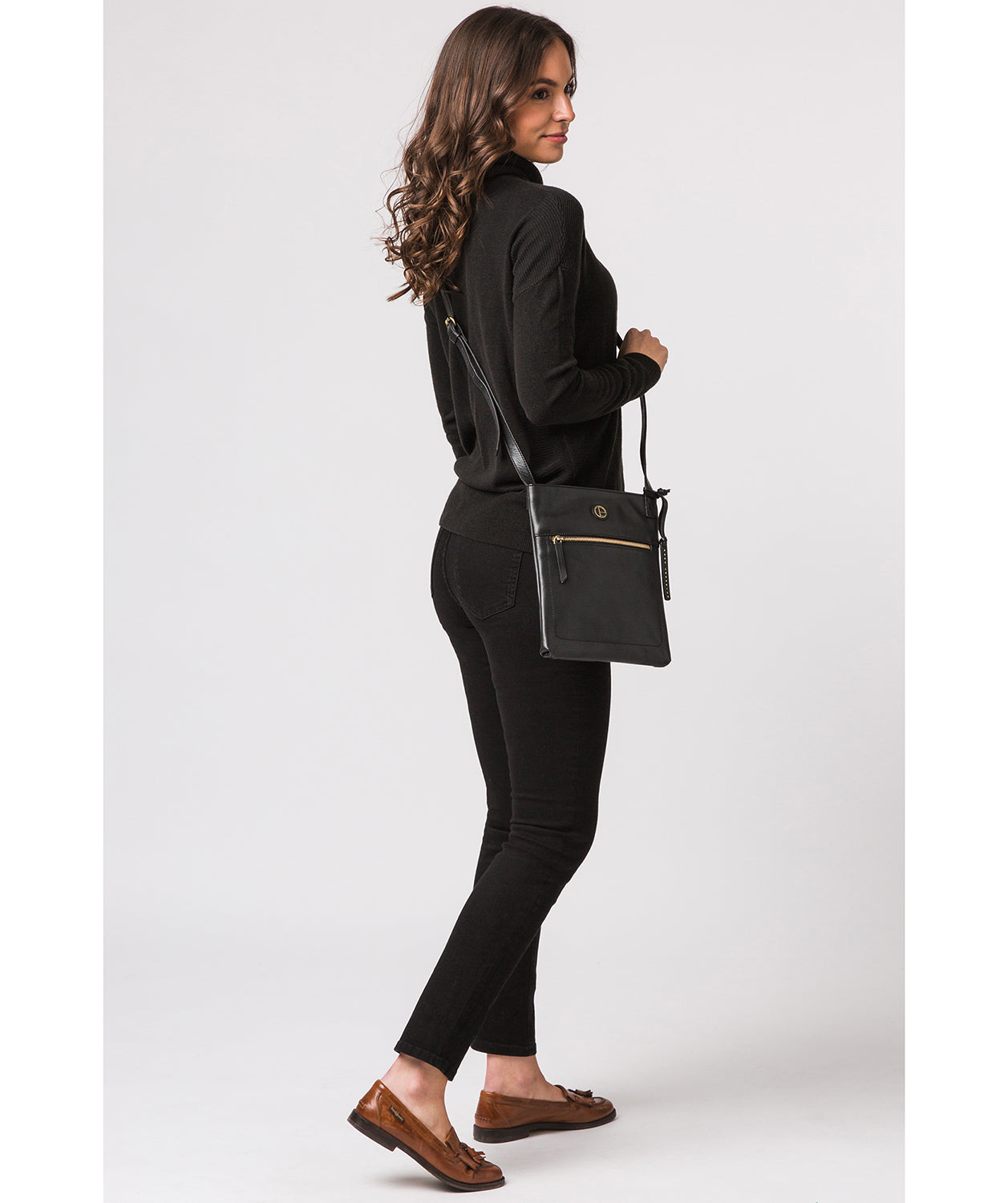 'Knook' Vintage Black Leather Cross Body Bag