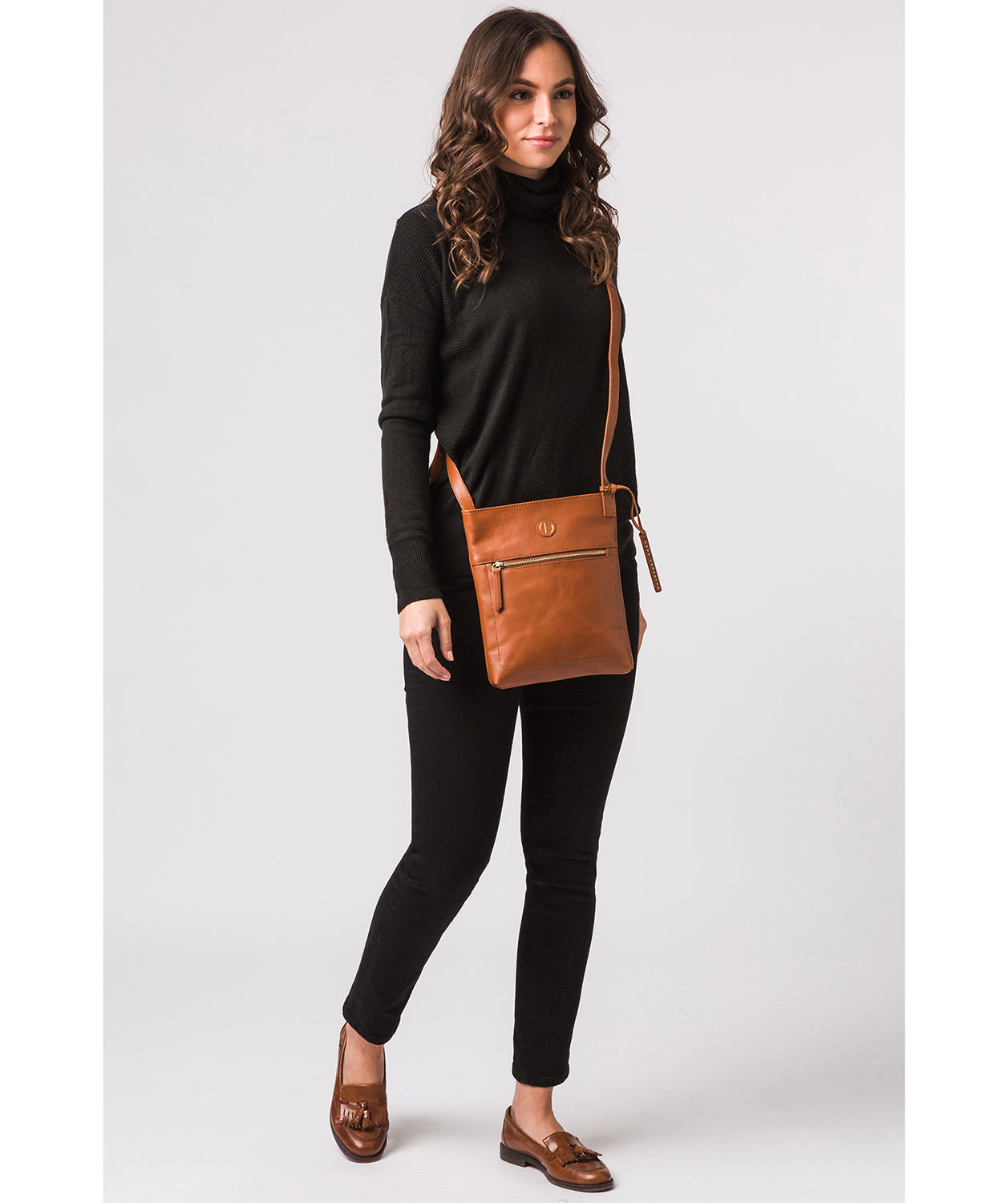 'Knook' Vintage Dark Tan Leather Cross Body Bag