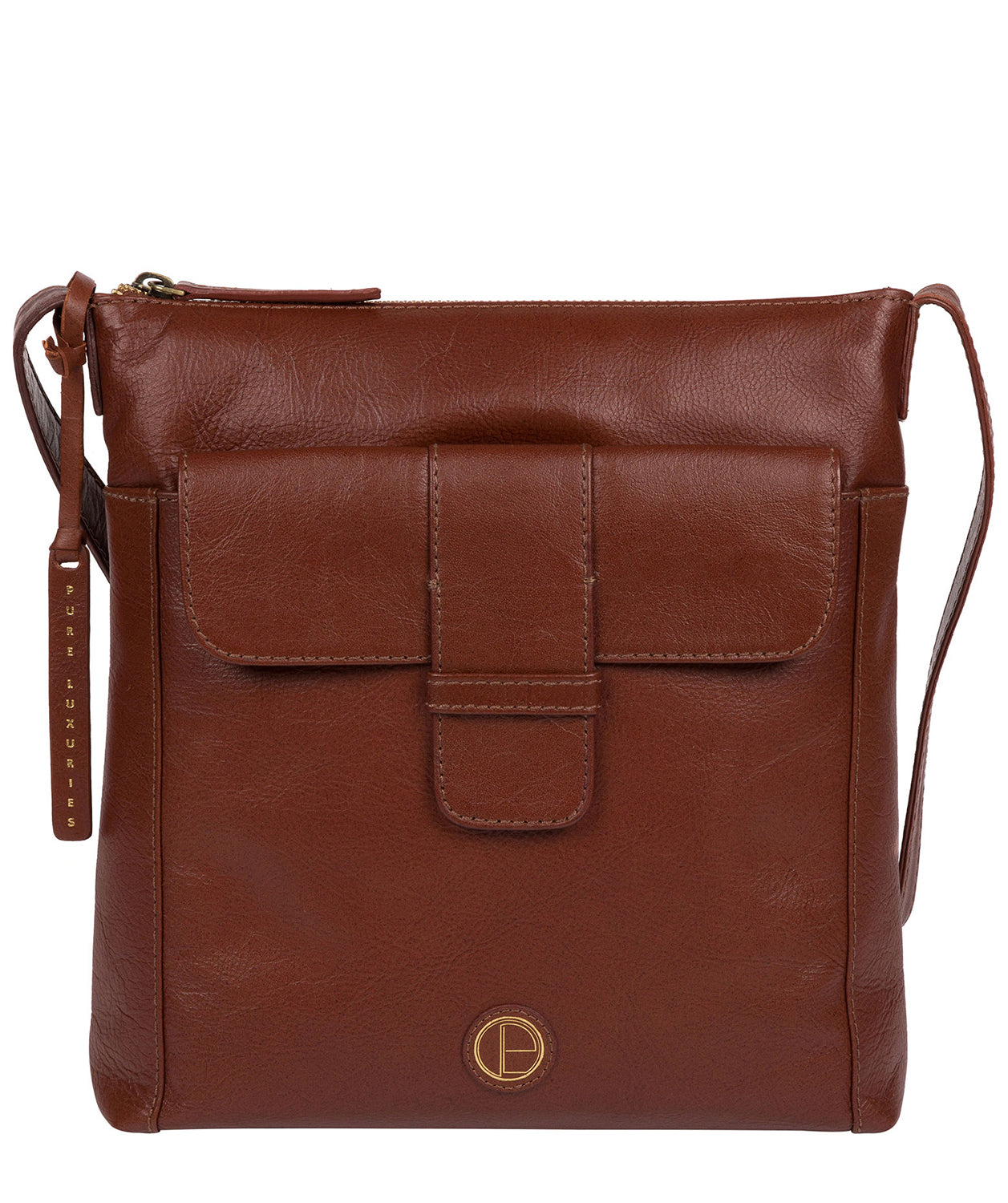 'Lancaster' Vintage Cognac Leather Cross Body Bag Pure Luxuries London