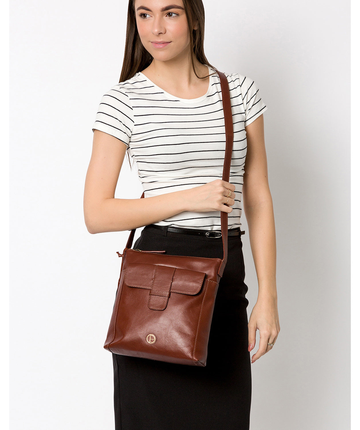 'Lancaster' Vintage Cognac Leather Cross Body Bag Pure Luxuries London