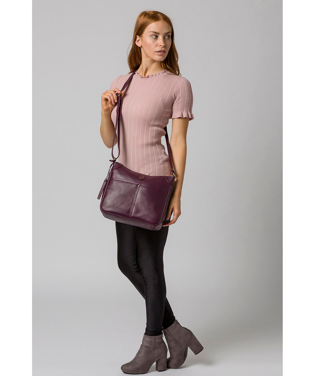 'Clovely' Blackberry Leather Cross Body Bag image 2