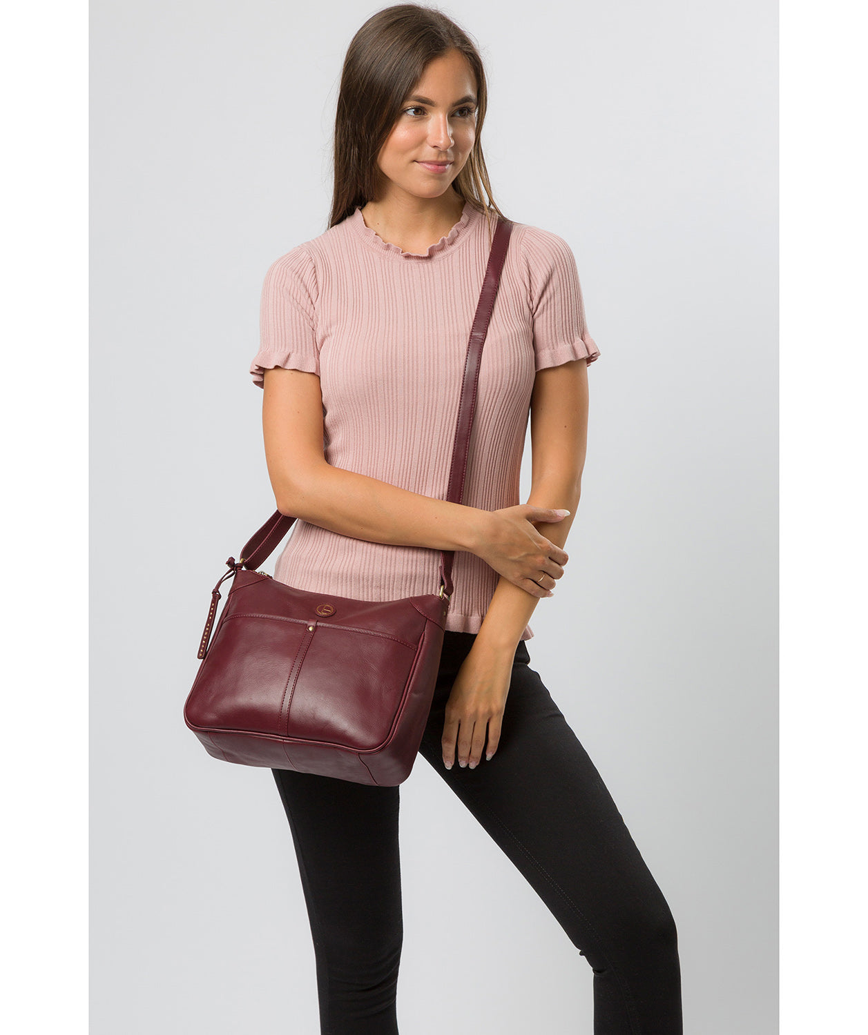 'Clovely' Burgundy Leather Cross Body Bag image 2