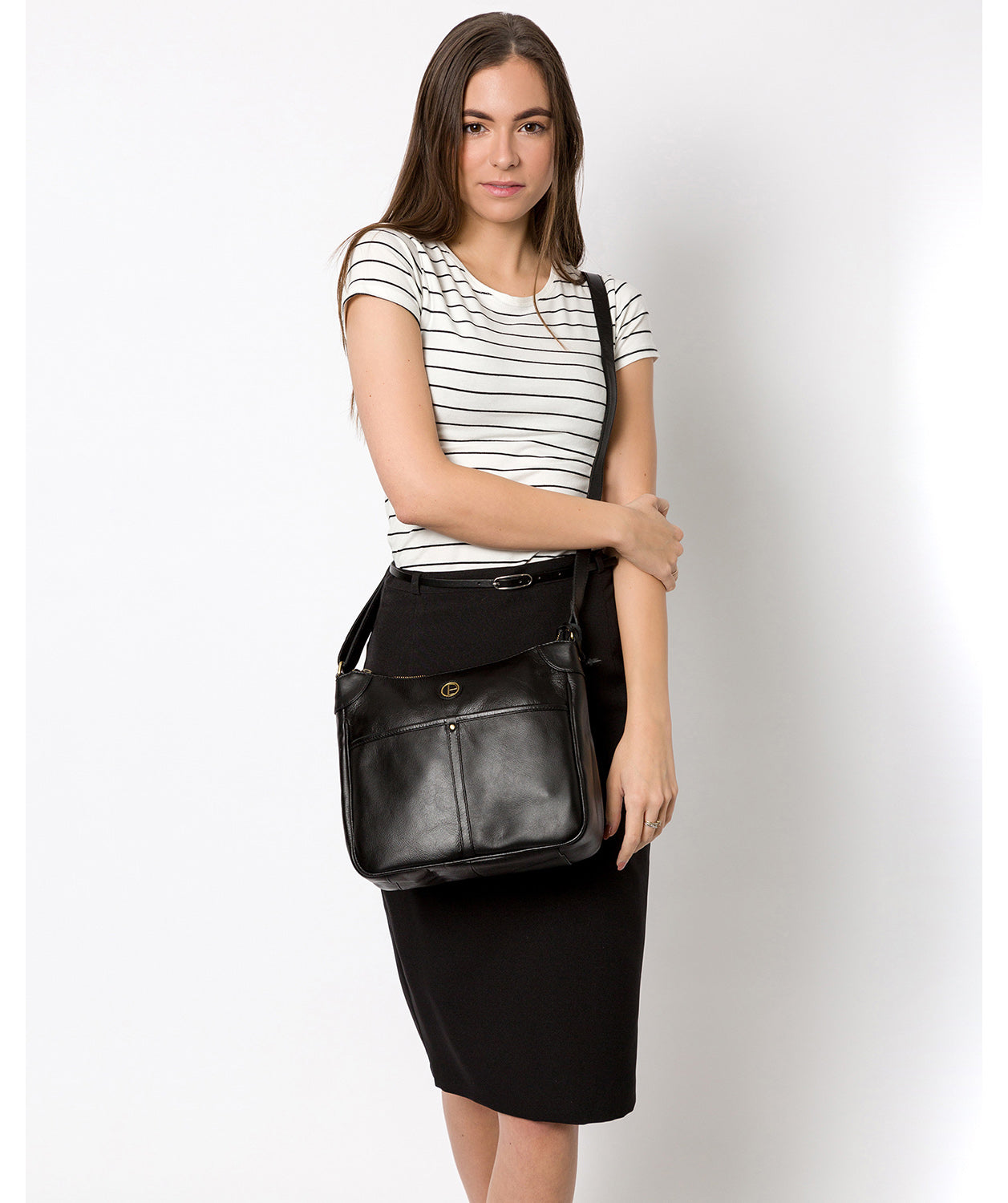 'Clovely' Vintage Black Leather Cross Body Bag image 2