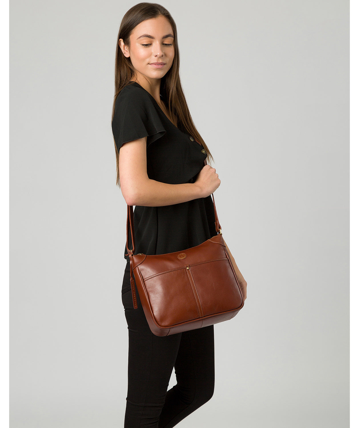'Clovely' Vintage Cognac Leather Cross Body Bag image 2