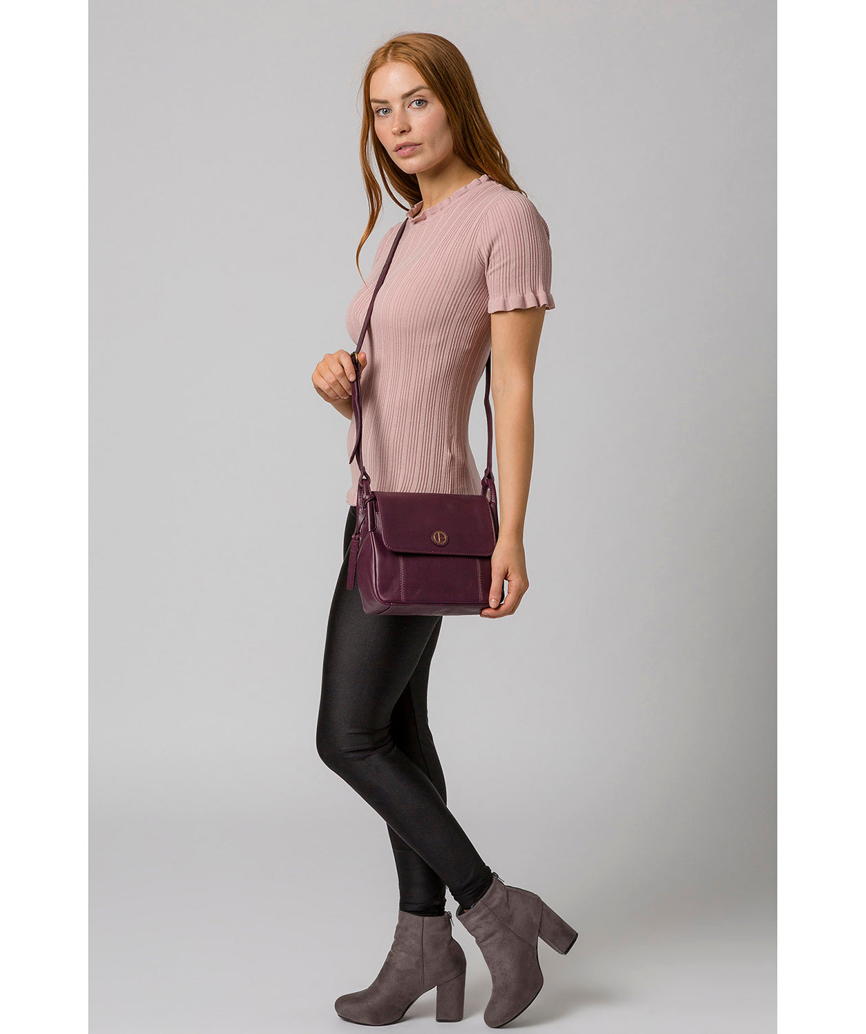 'Houghton' Blackberry Leather Cross Body Bag image 2