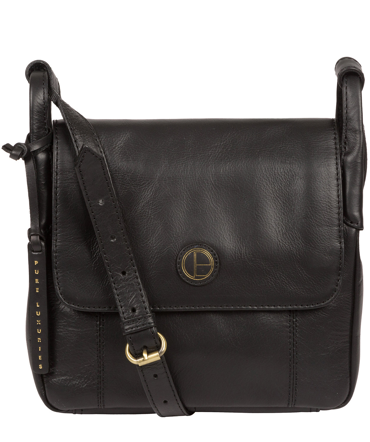 'Houghton' Vintage Black Leather Cross Body Bag Pure Luxuries London