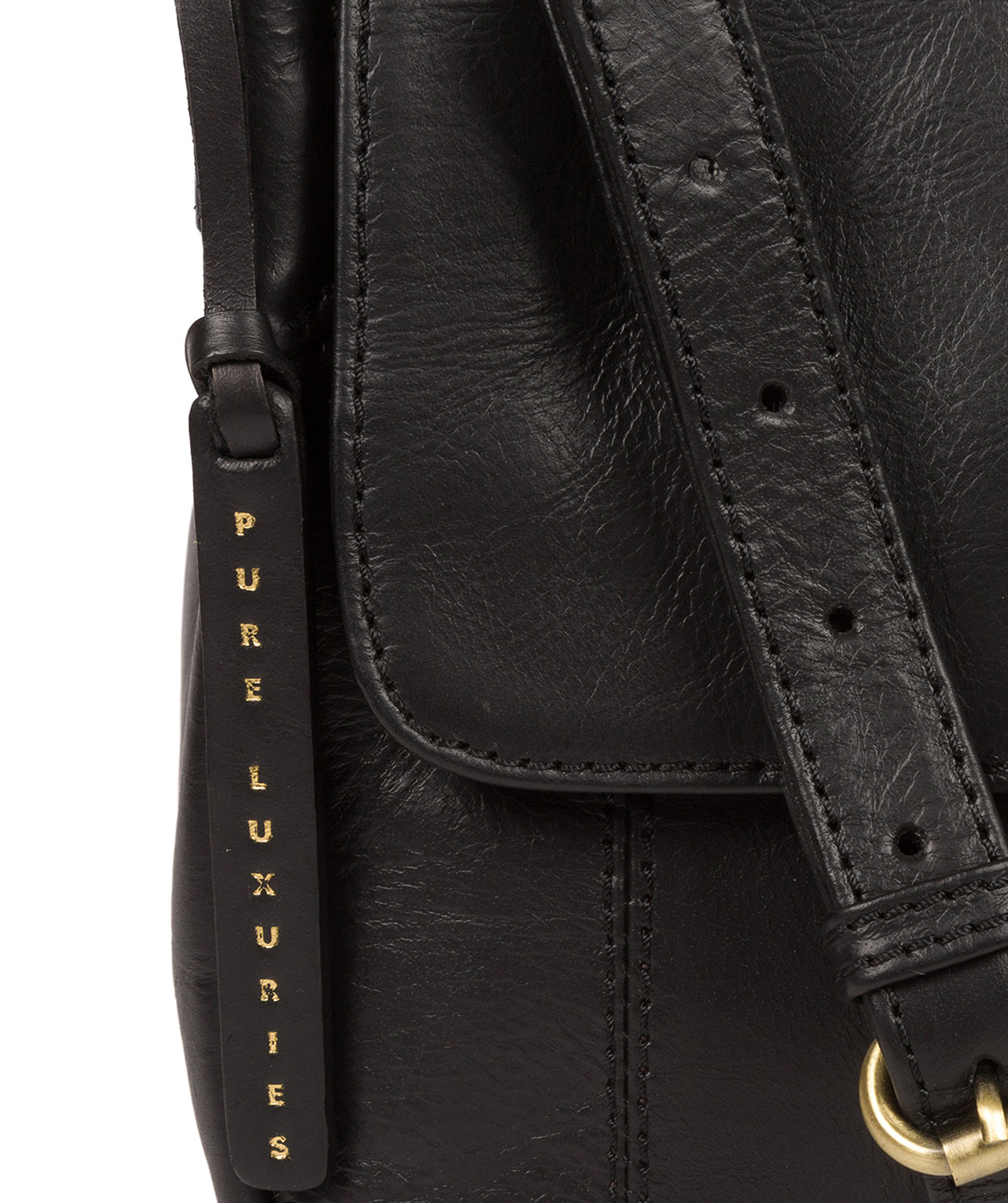 'Houghton' Vintage Black Leather Cross Body Bag Pure Luxuries London