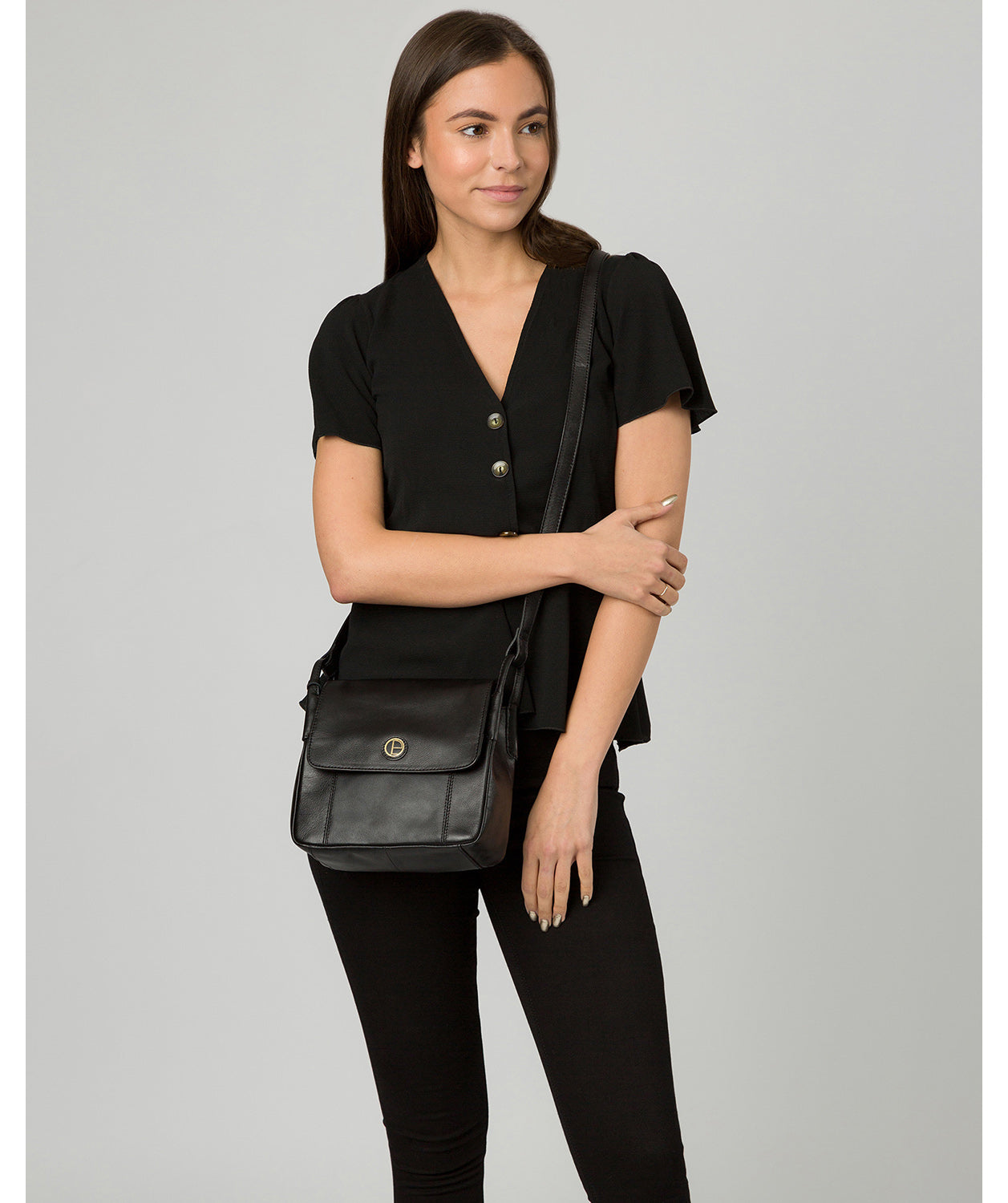 'Houghton' Vintage Black Leather Cross Body Bag Pure Luxuries London