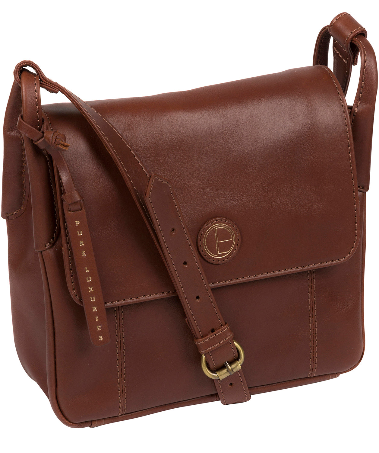'Houghton' Vintage Cognac Leather Cross Body Bag Pure Luxuries London