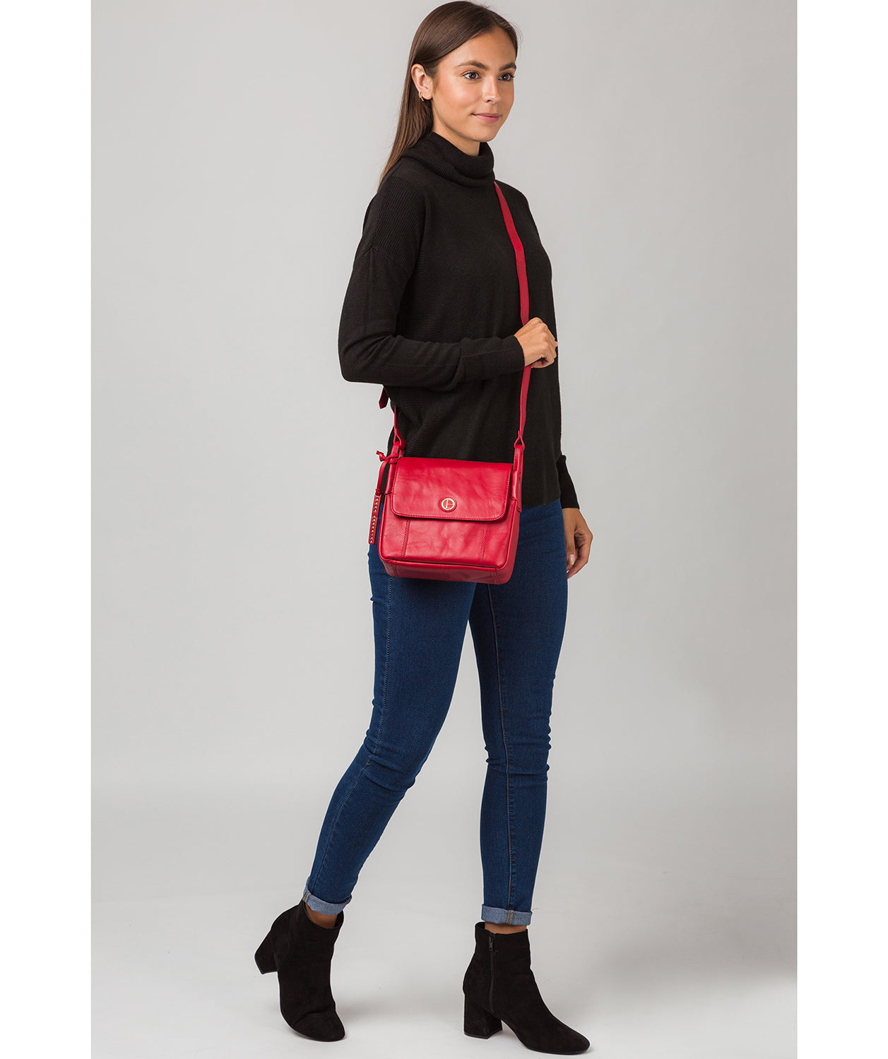 'Houghton' Vintage Red Leather Cross Body Bag