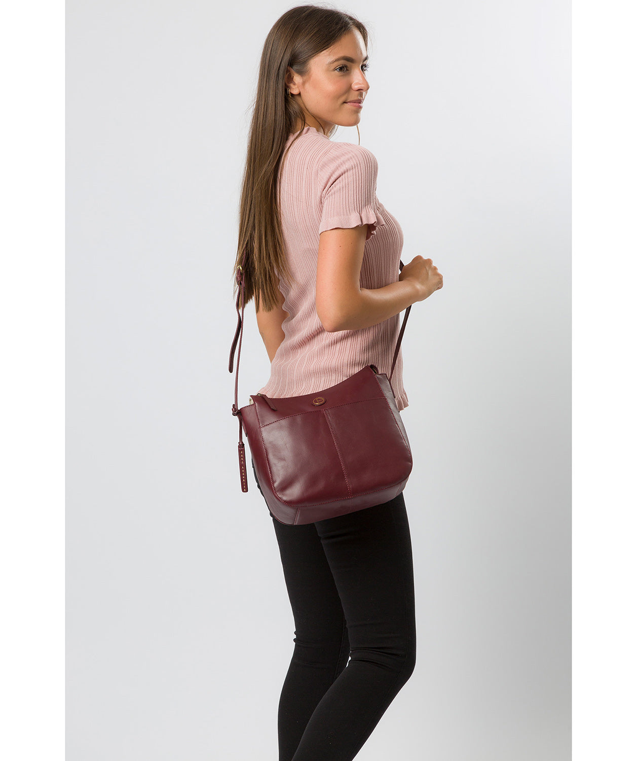'Farlow' Burgundy Leather Shoulder Bag Pure Luxuries London