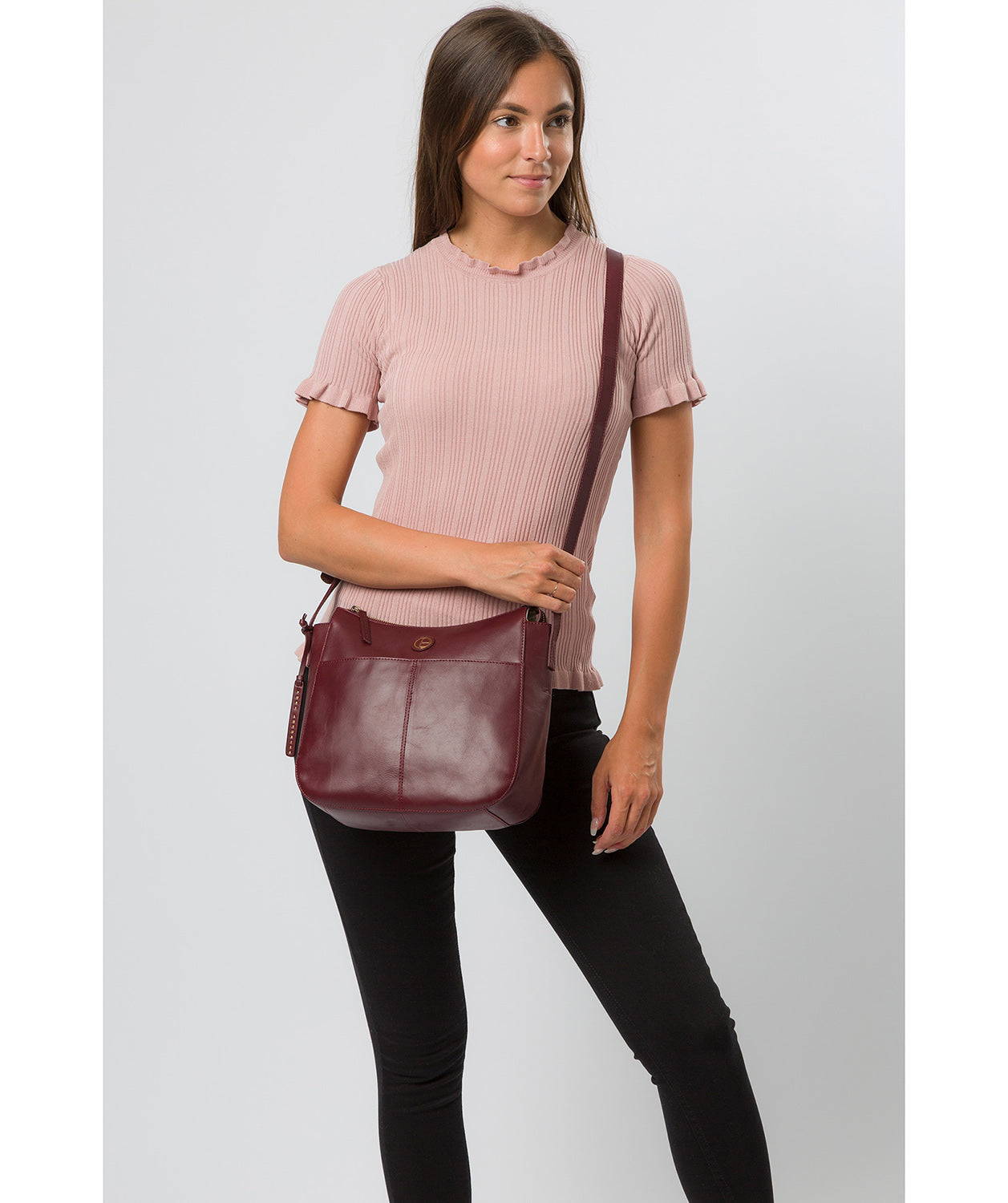 'Farlow' Burgundy Leather Shoulder Bag Pure Luxuries London