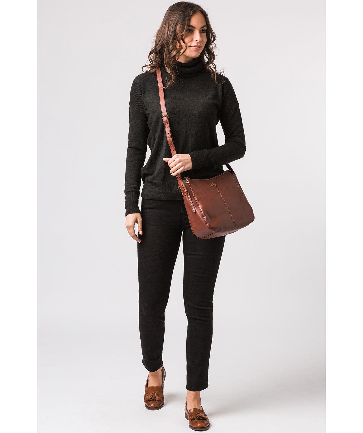 'Farlow' Vintage Cognac Leather Shoulder Bag