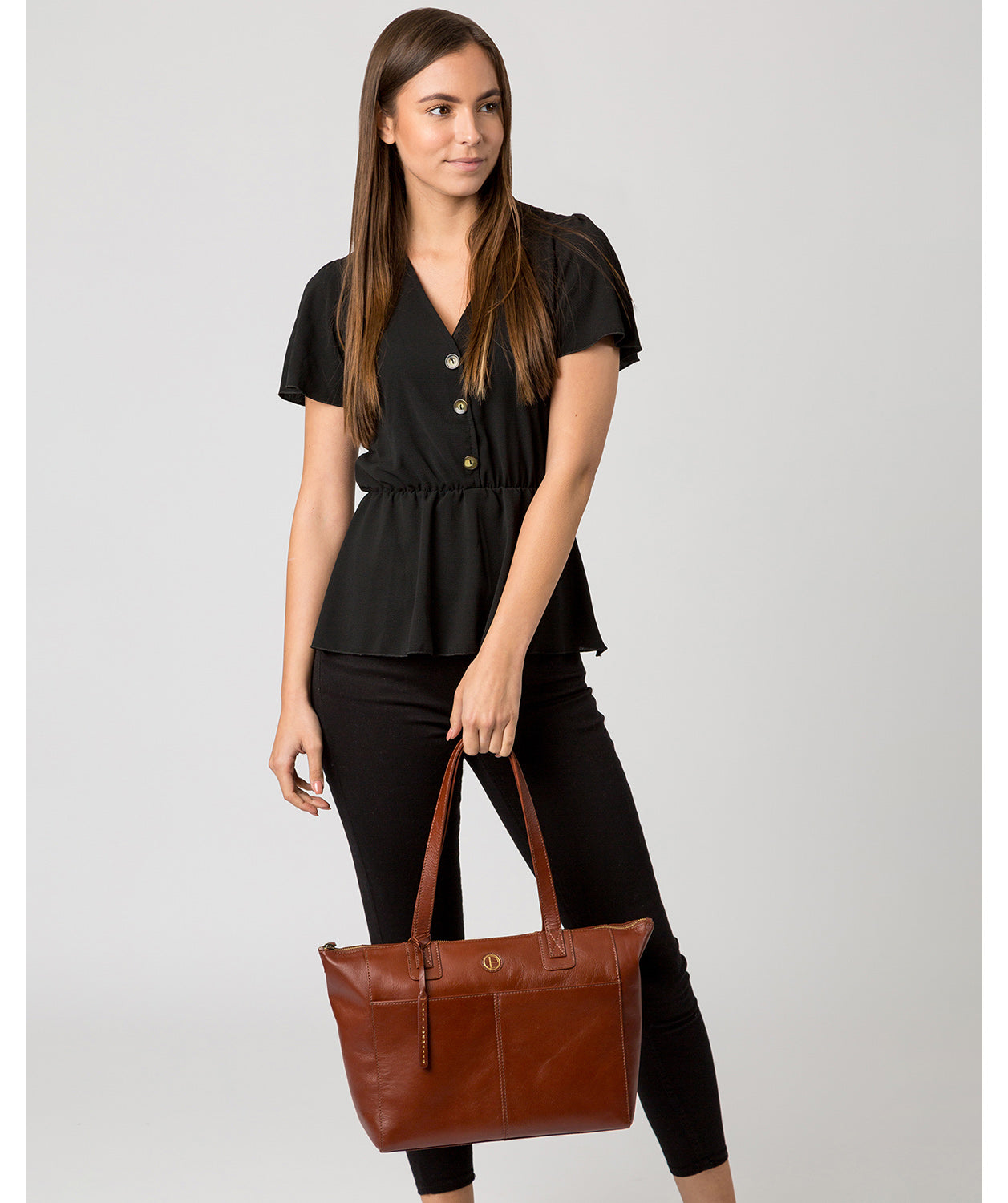 'Gwent' Cognac Leather Tote Bag image 2