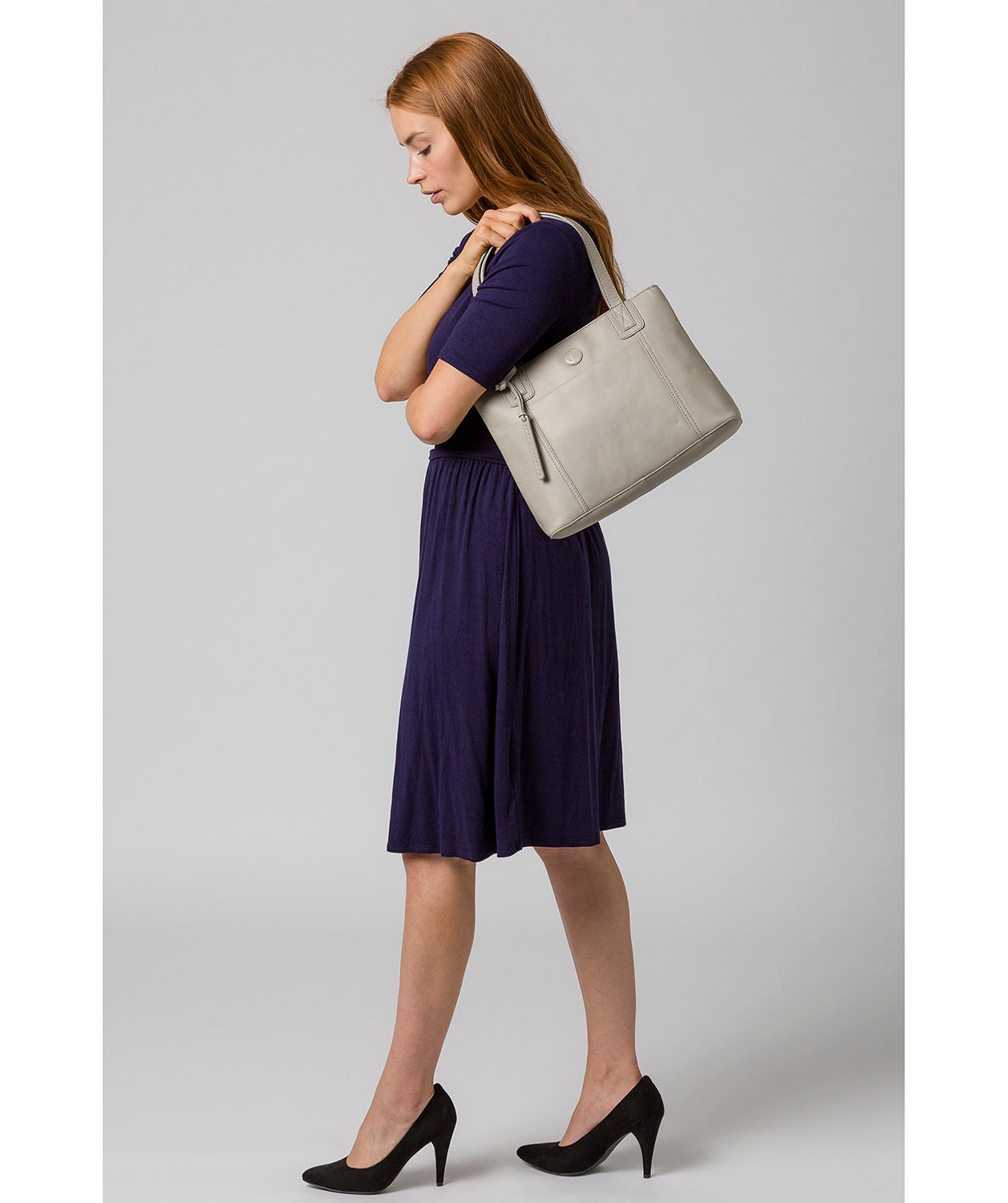 'Newark' Dove Grey Leather Handbag