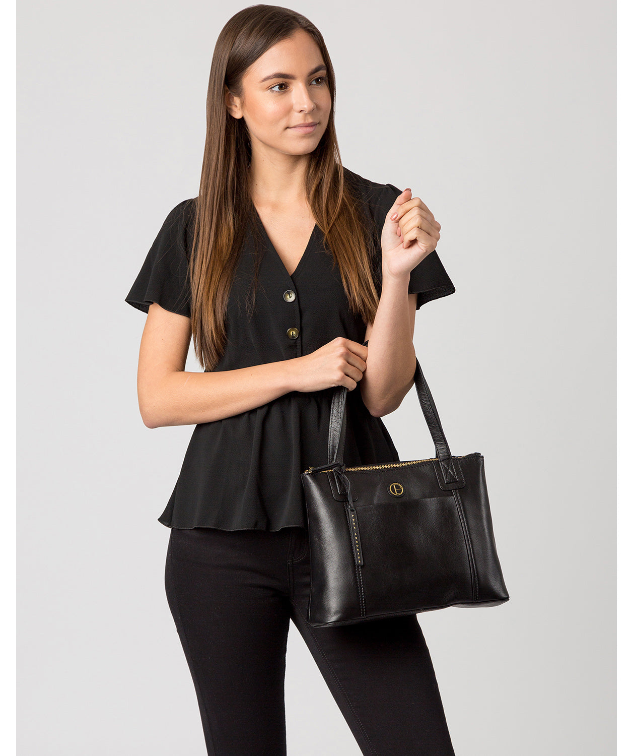 'Newark' Vintage Black Leather Handbag image 2