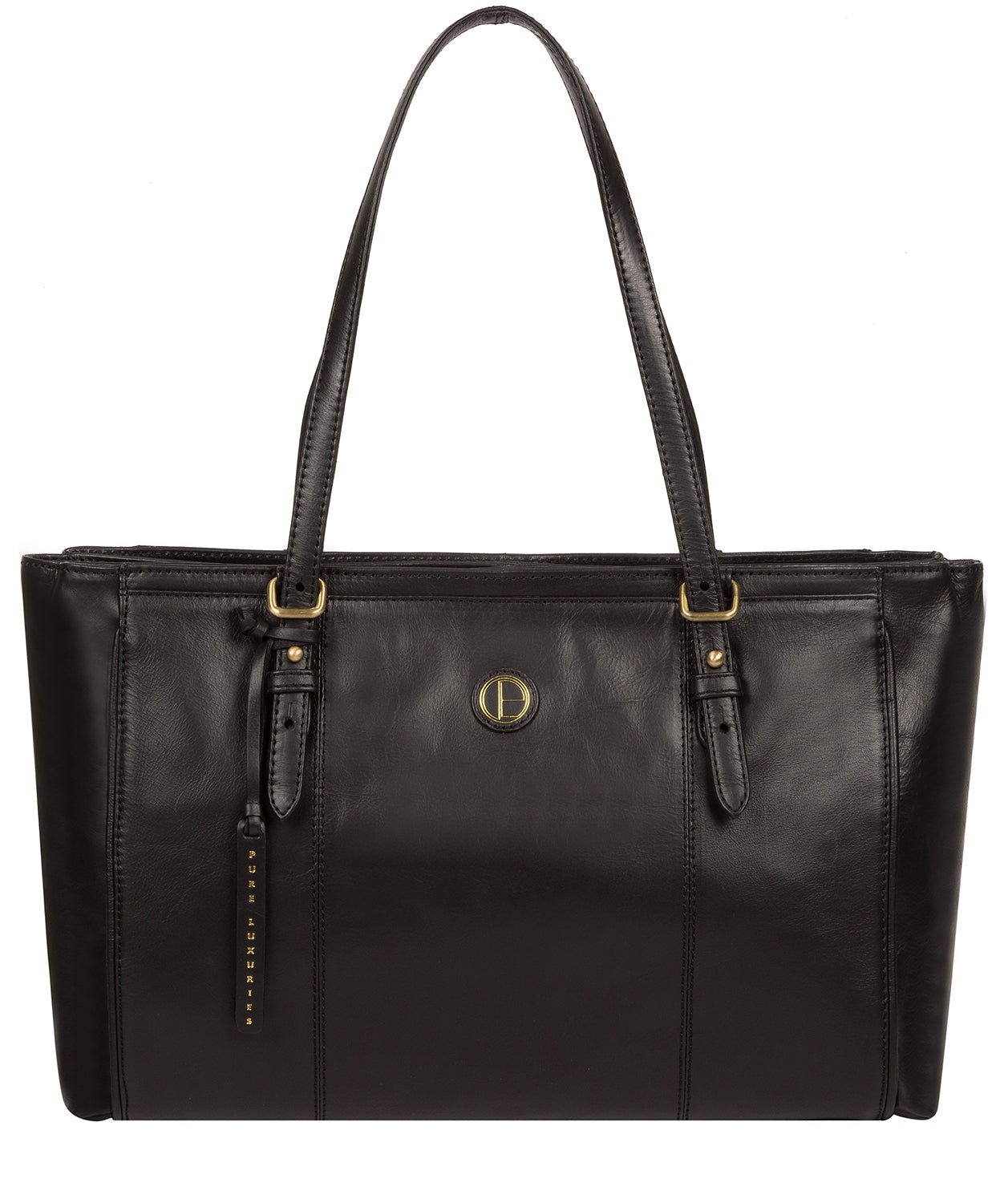 'Wollerton' Vintage Black Leather Tote Bag