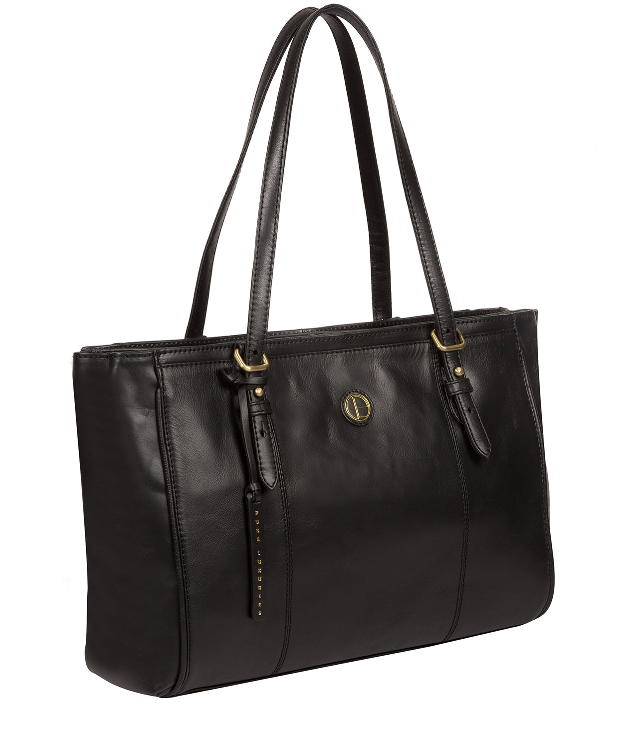 'Wollerton' Vintage Black Leather Tote Bag
