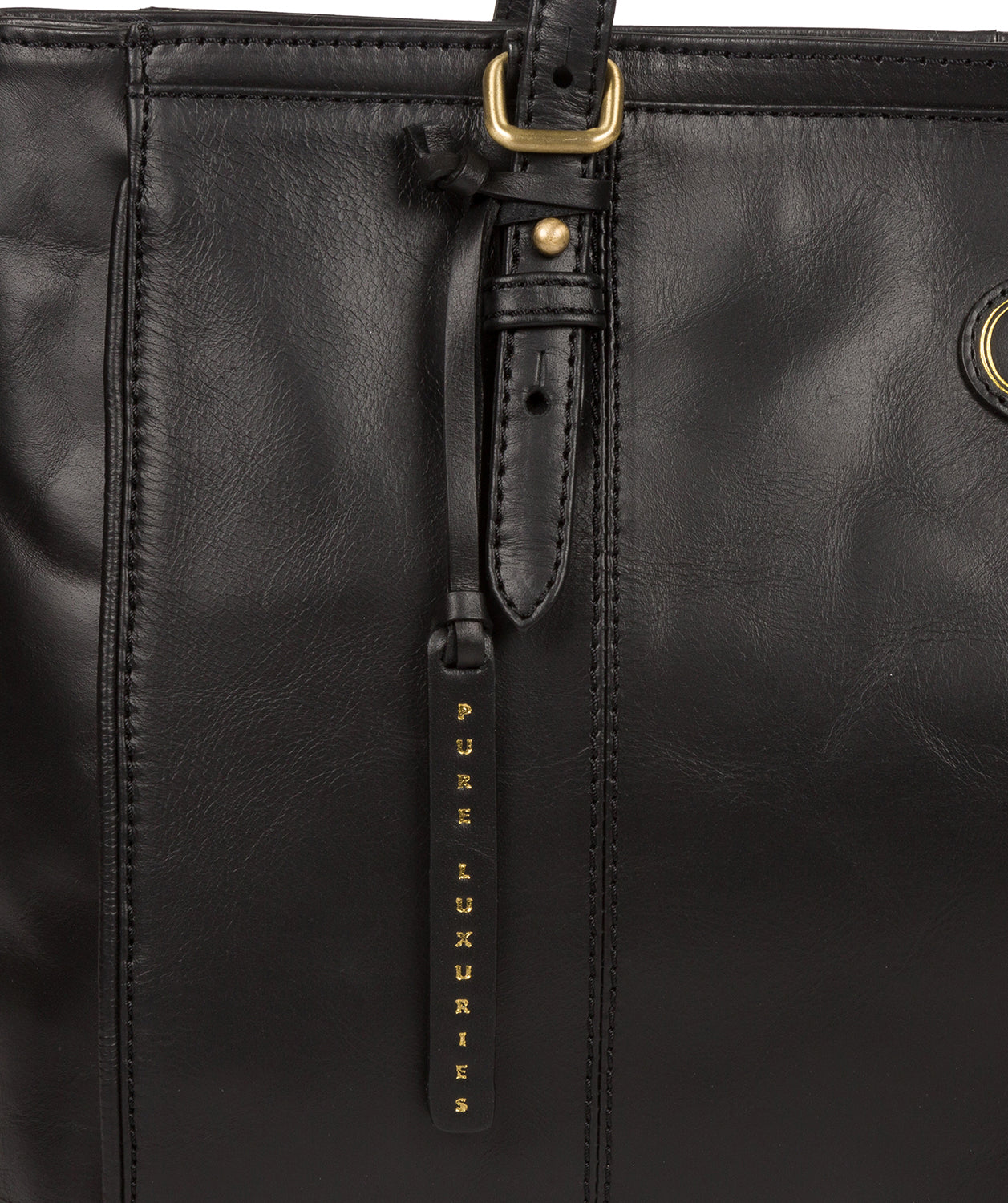 'Wollerton' Vintage Black Leather Tote Bag image 7