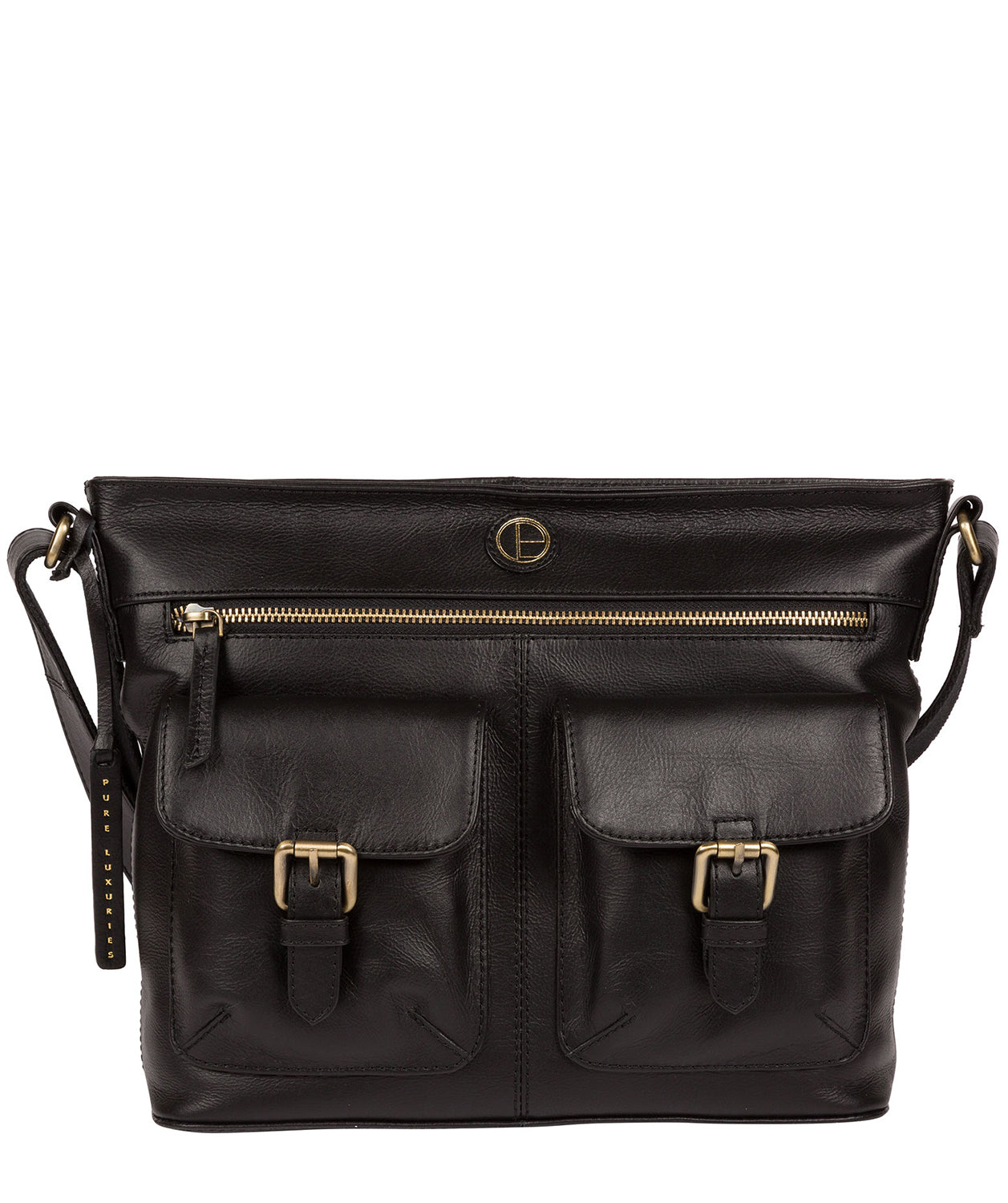'Cleeton' Vintage Black Leather Shoulder Bag