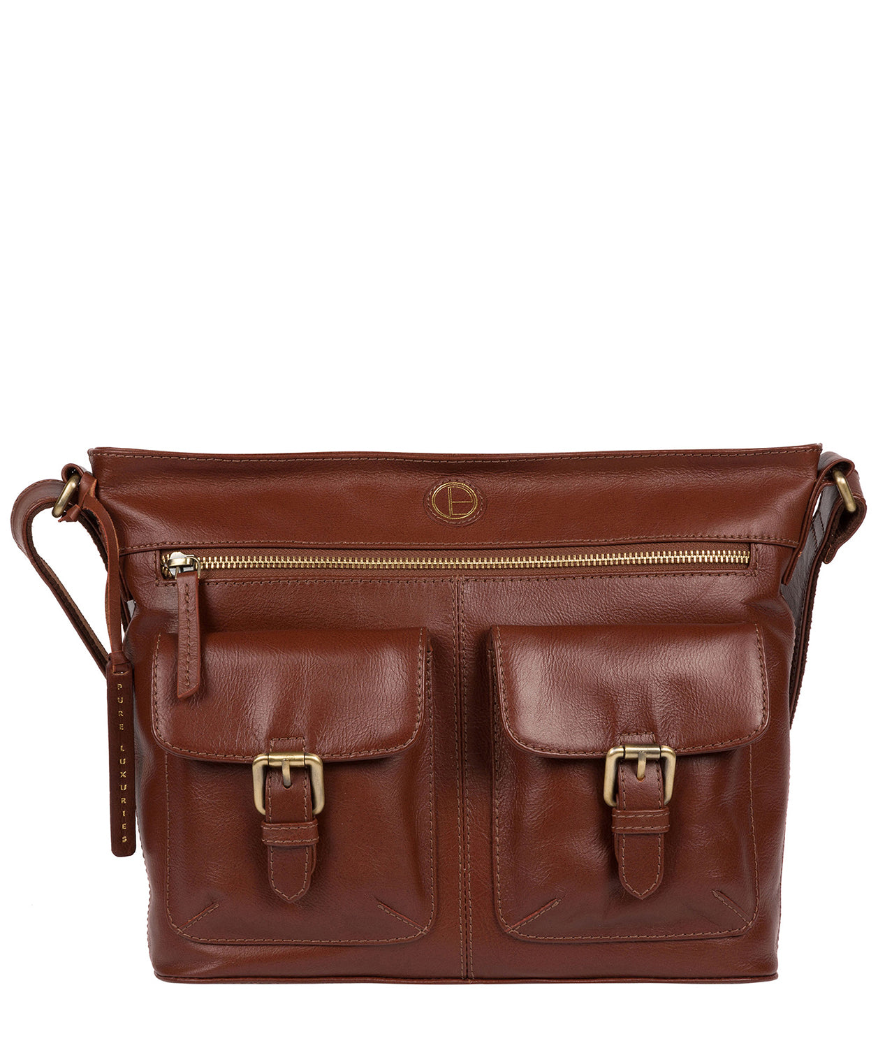 'Cleeton' Vintage Cognac Leather Shoulder Bag image 1