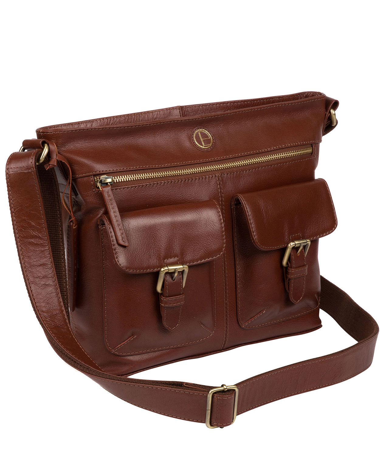 'Cleeton' Vintage Cognac Leather Shoulder Bag image 3