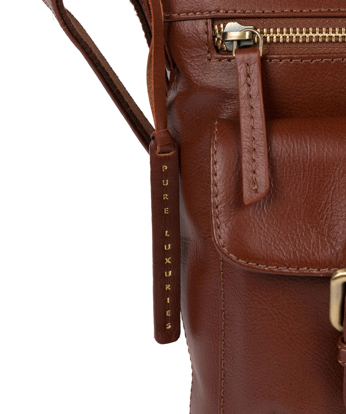 'Cleeton' Vintage Cognac Leather Shoulder Bag image 6