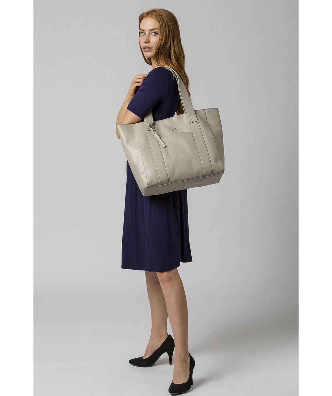 'Cranbrook' Dove Grey Leather Tote Bag