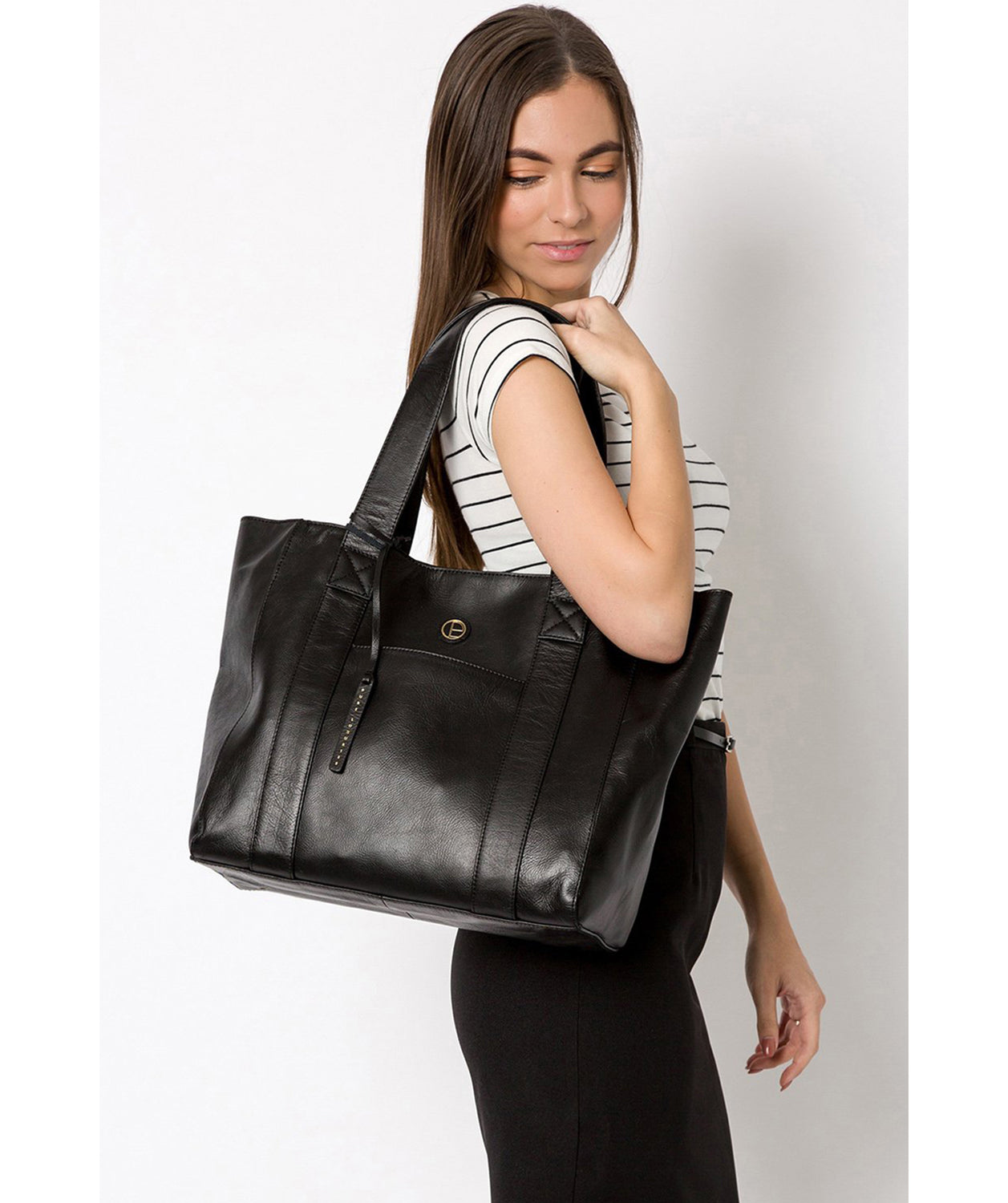 'Cranbrook' Vintage Black Leather Tote Bag