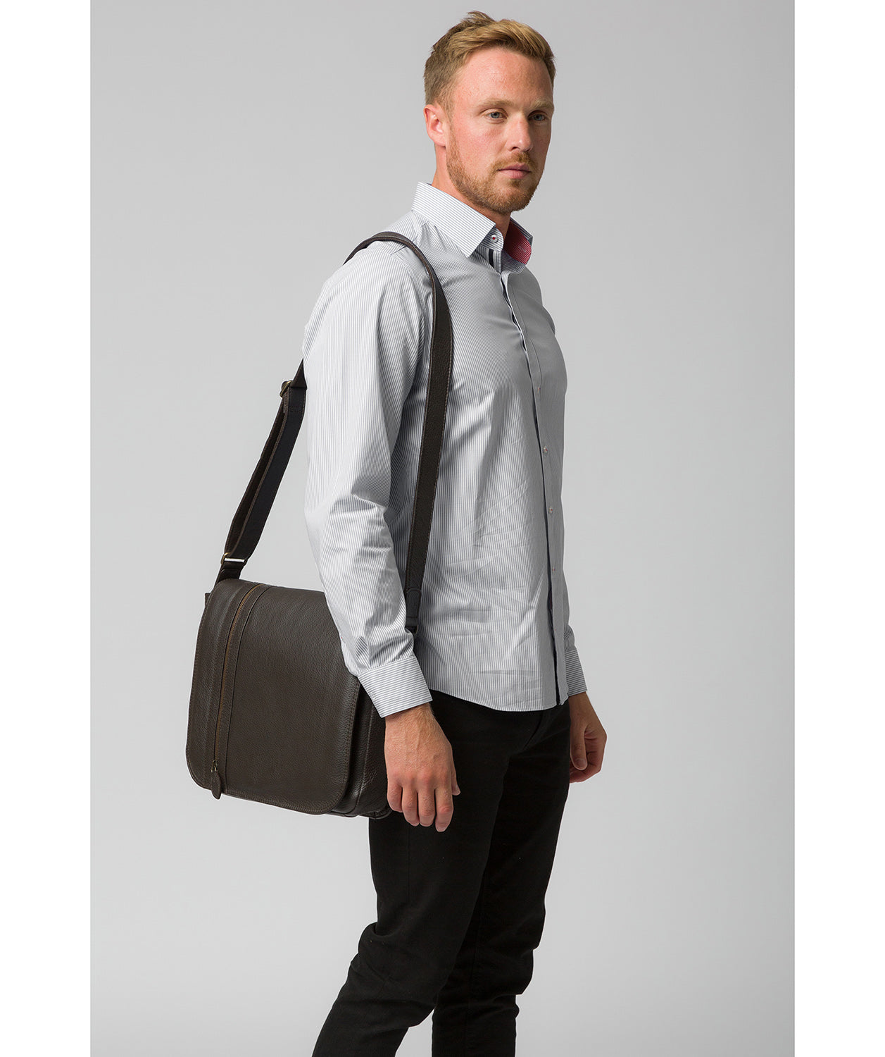 'Byron' Brown Leather Messenger Bag Pure Luxuries London