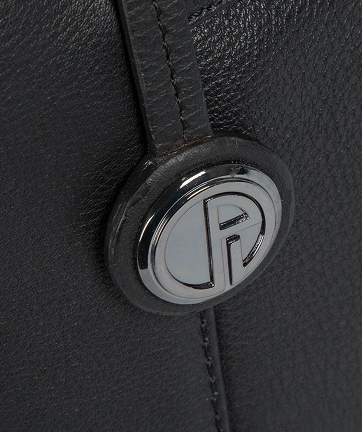 'Alnwick' Black Leather & Platinum-Coloured Detail Small Tote