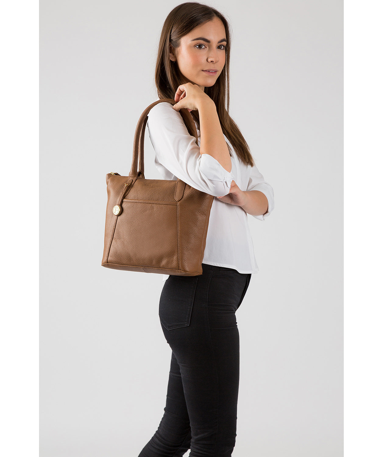 'Alnwick' Dark Tan Small Leather Tote
image 2