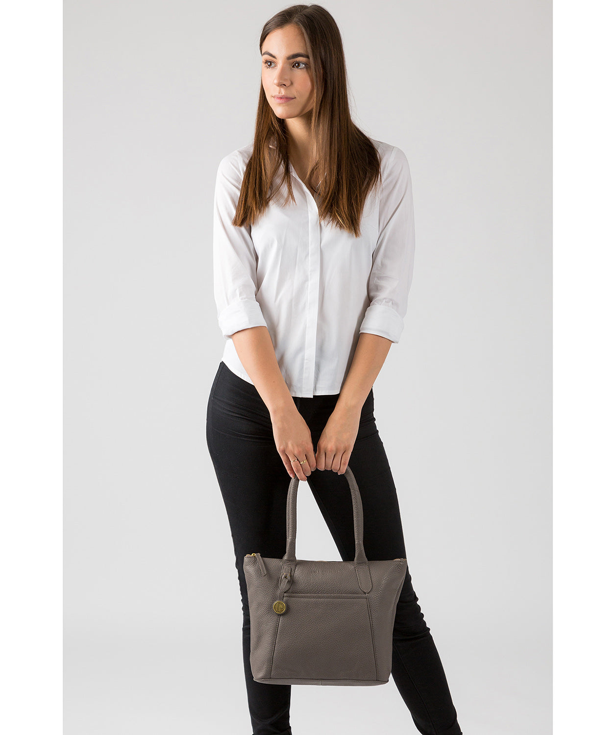 'Alnwick' Grey Small Leather Tote image 7
