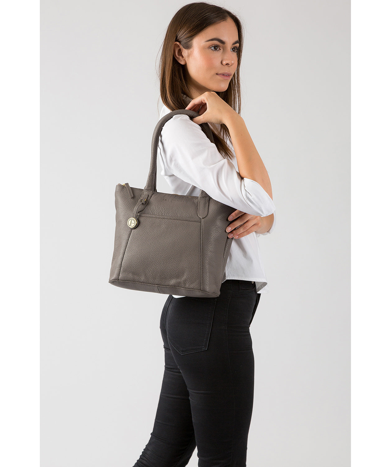 'Alnwick' Grey Small Leather Tote image 2