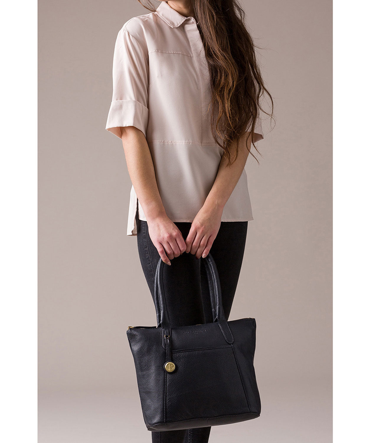 'Alnwick' Navy & Gold-Coloured Detail Small Tote