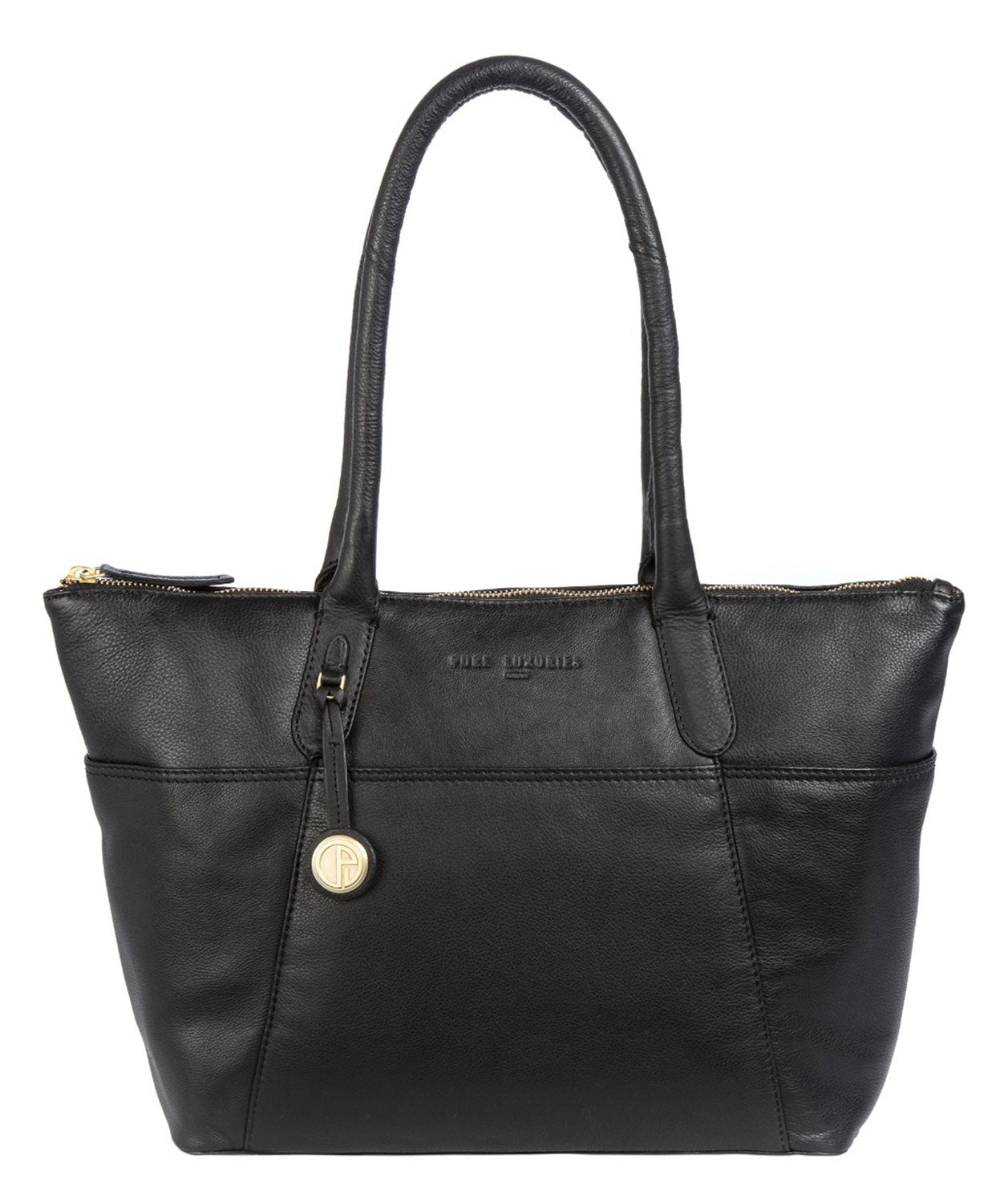 'Eton' Black Leather & Gold-Coloured Detail Leather Tote Bag