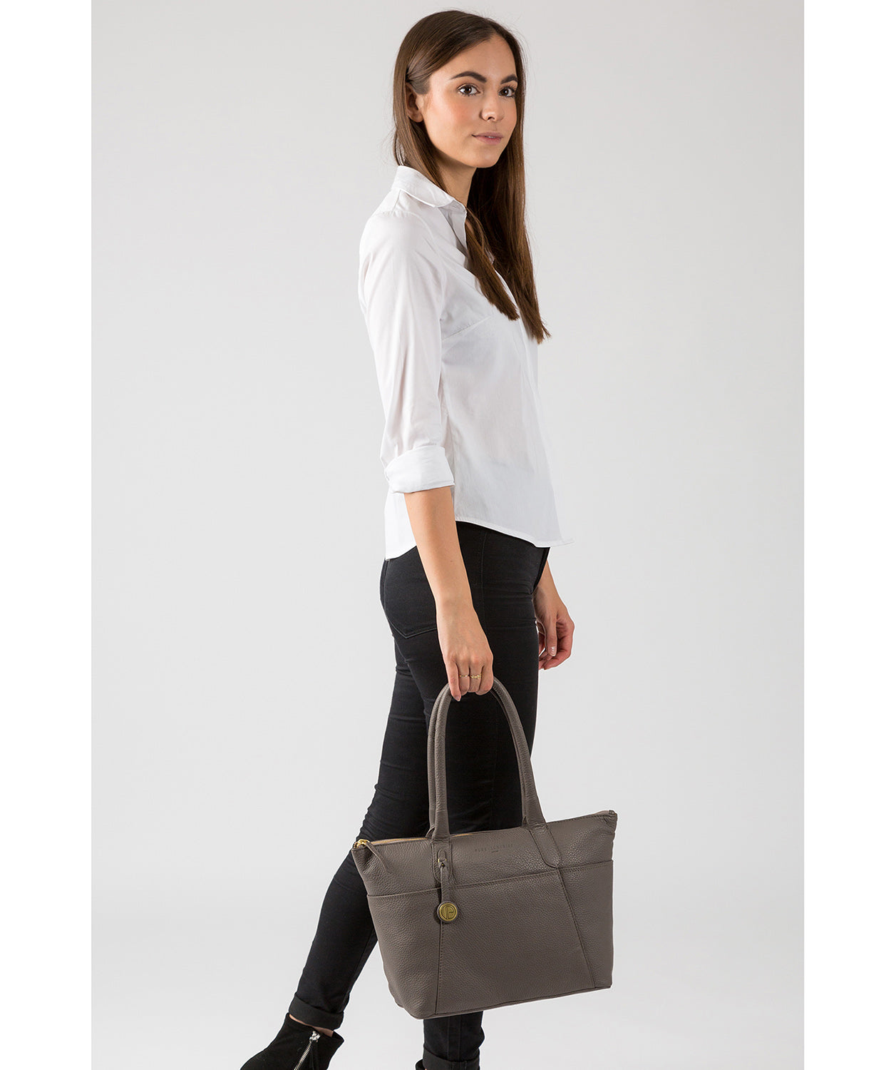 'Eton' Grey Leather Tote Bag image 7