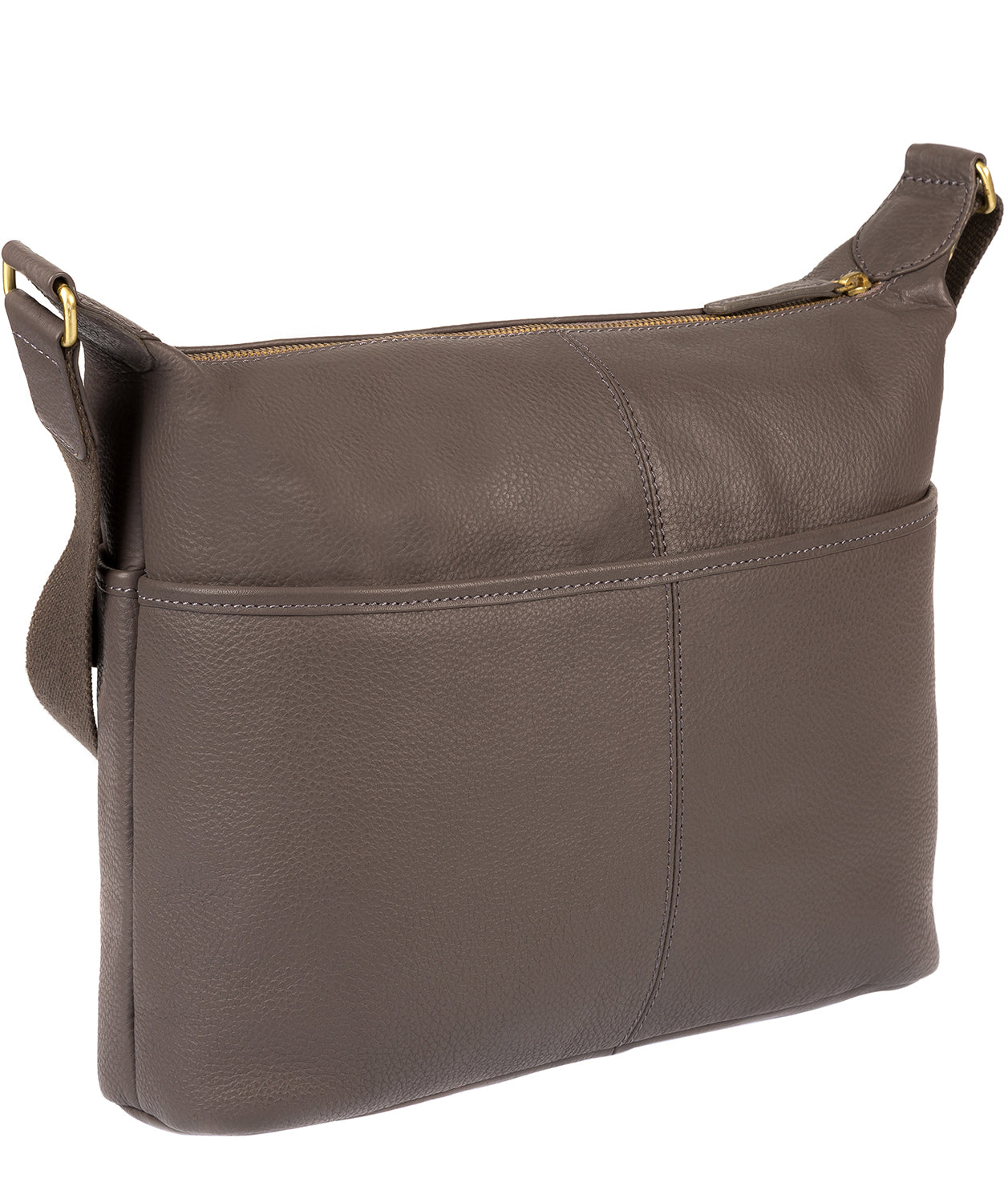 'Helmsley' Grey & Gold Leather Shoulder Bag