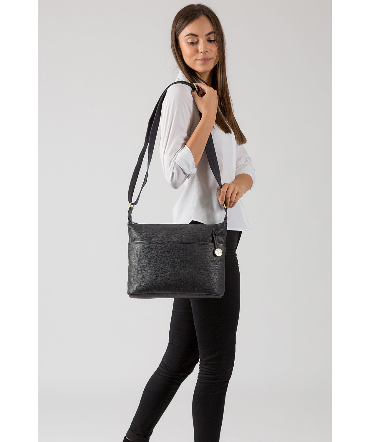 'Helmsley' Navy Leather Shoulder Bag image 2
