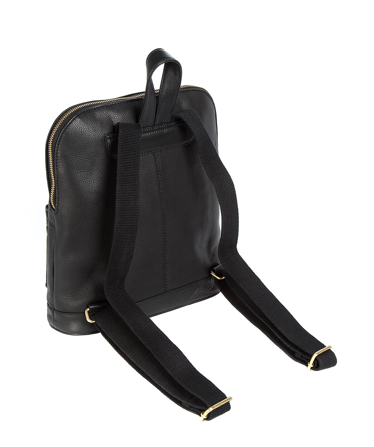 'Ingleby' Black Leather & Gold-Coloured Detail Backpack