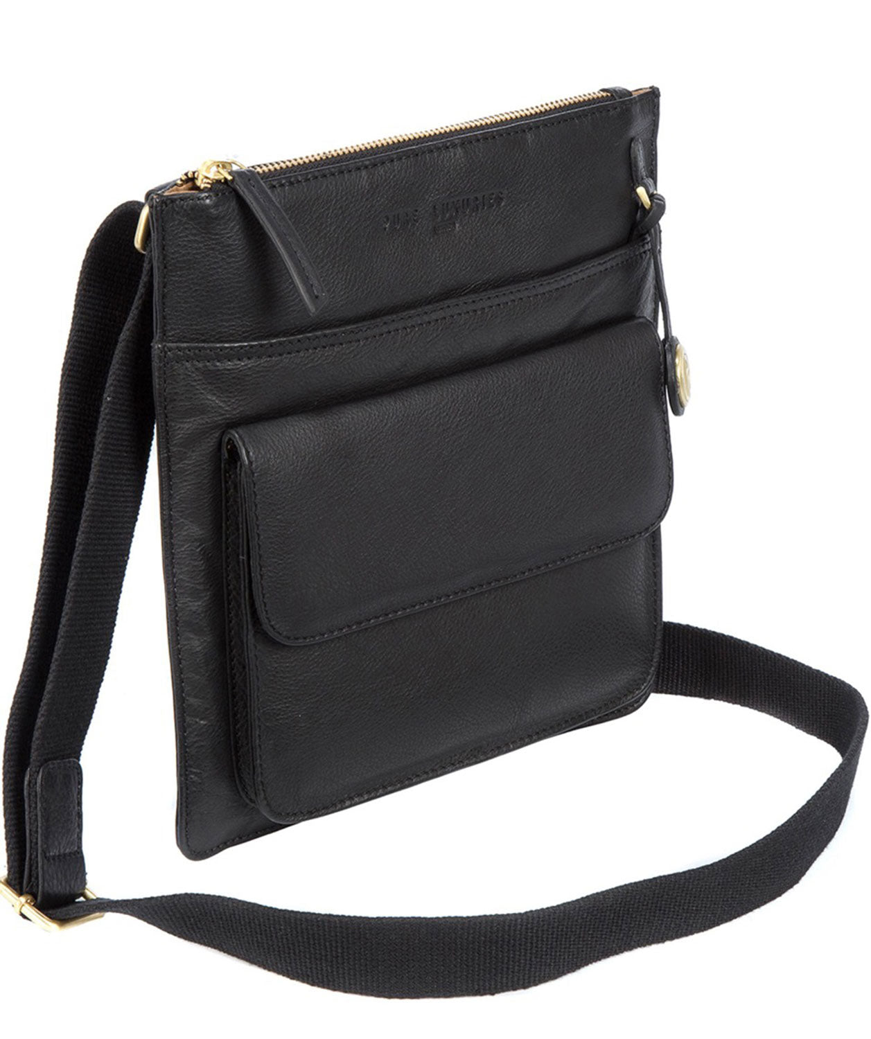 'Jarrow' Black Leather & Gold-Coloured Detail Bag