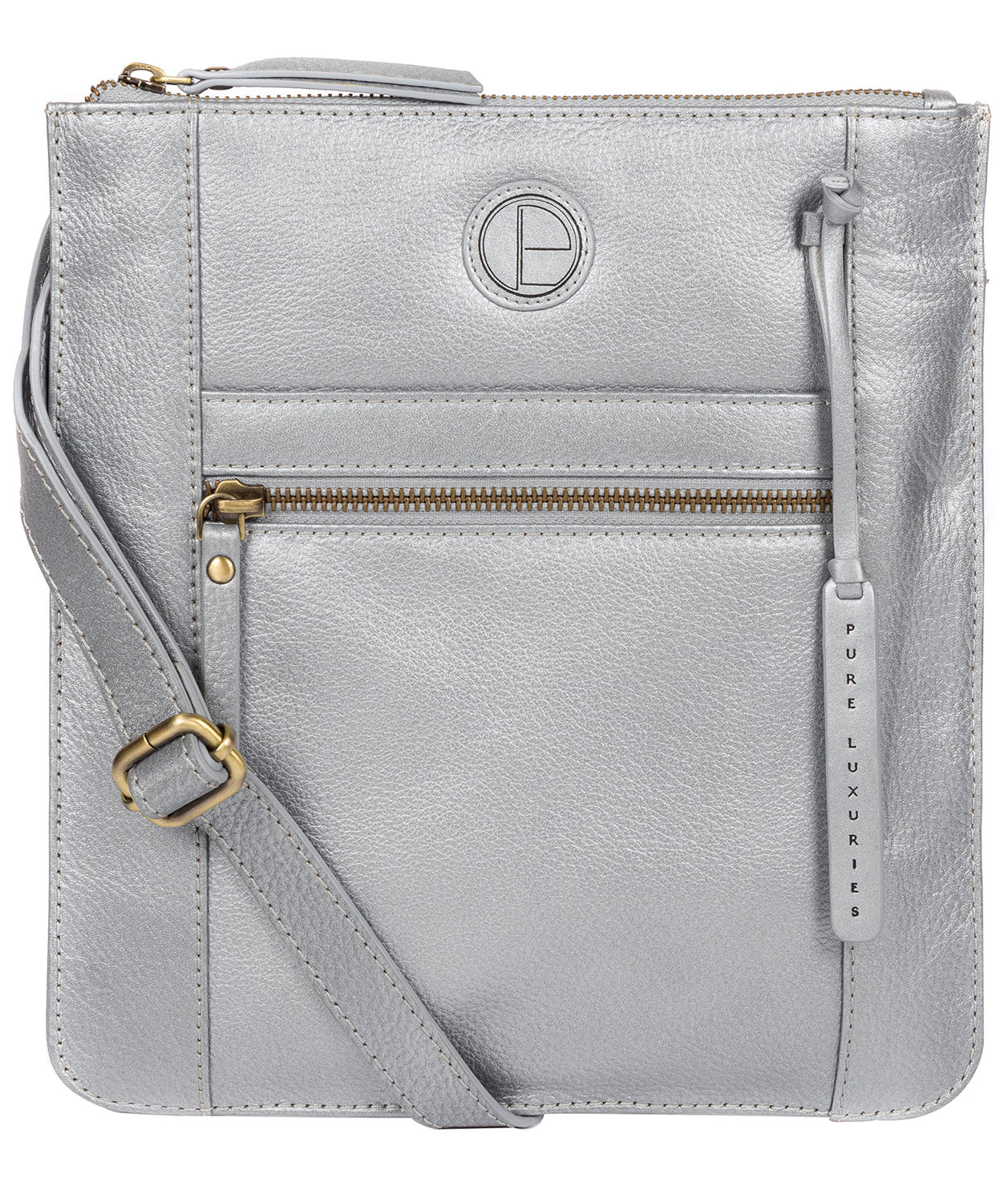 'Topaz' Metallic Silver Leather Cross Body Bag image 1