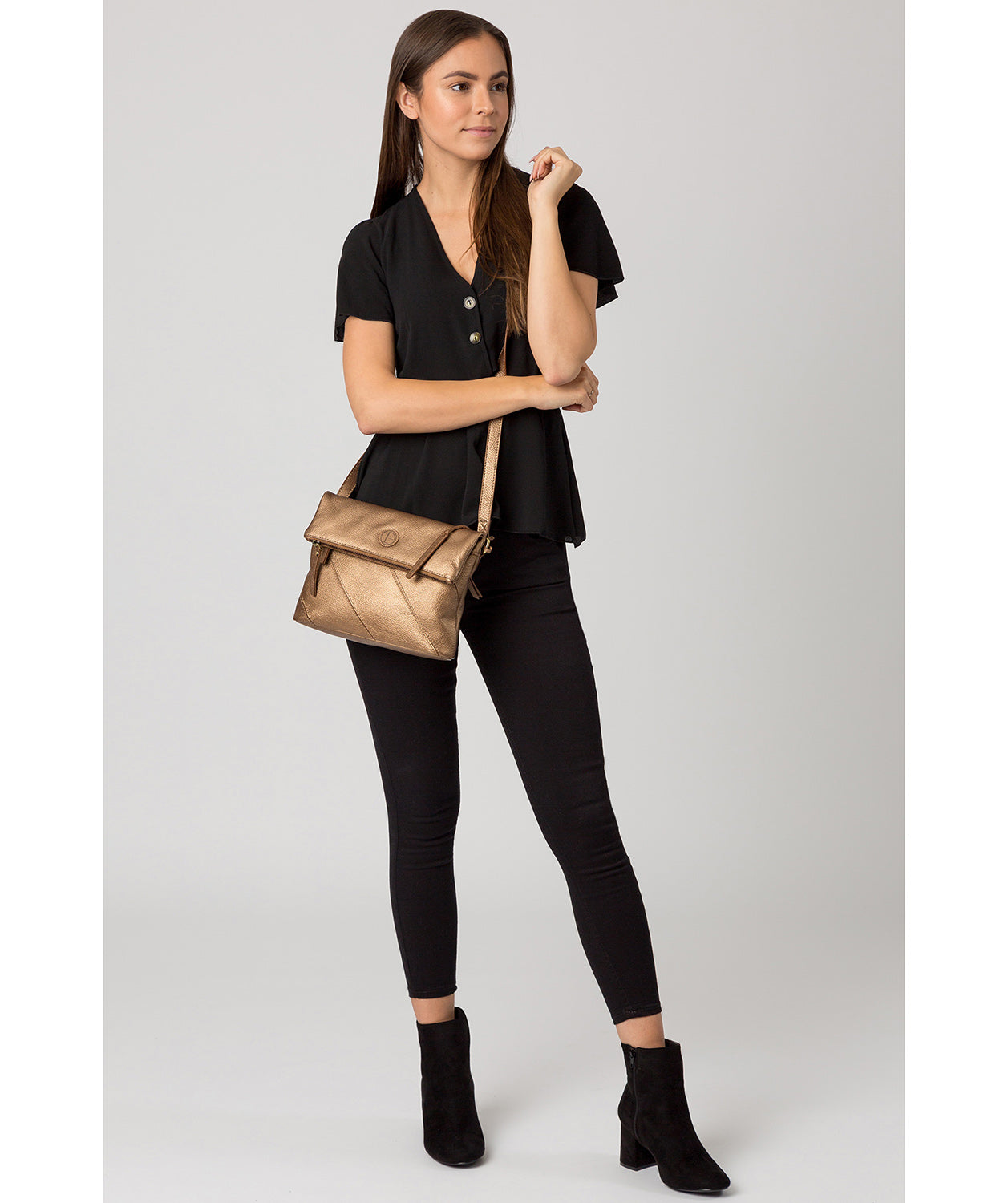 'Korin' Bronze Gold Leather Cross Body Bag image 2