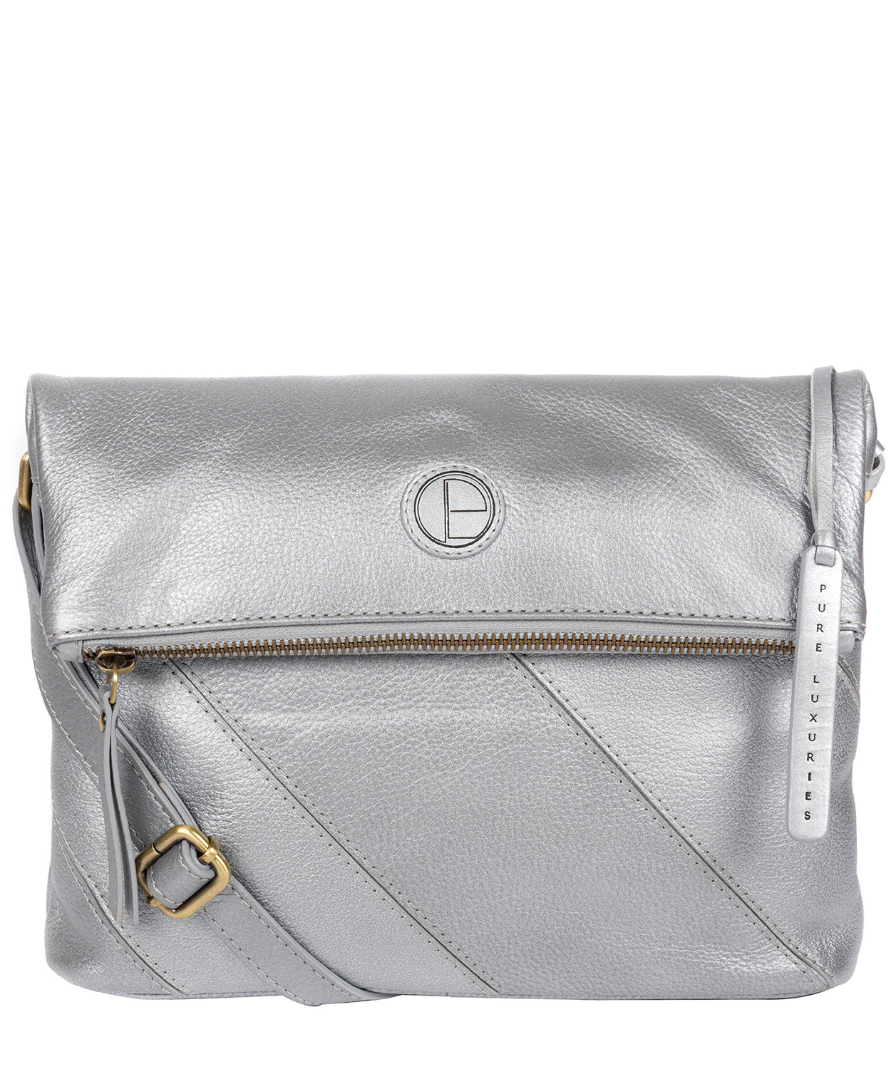 'Korin' Metallic Silver Leather Cross Body Bag image 1