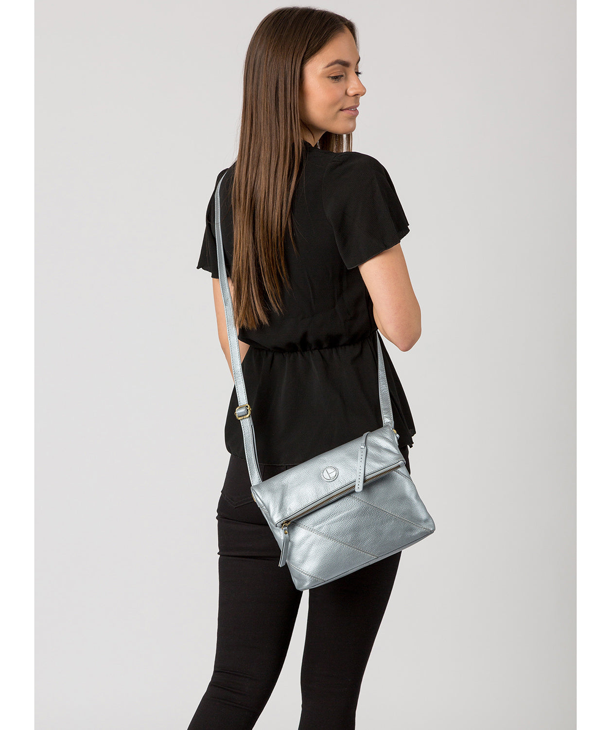 'Korin' Metallic Silver Leather Cross Body Bag image 2