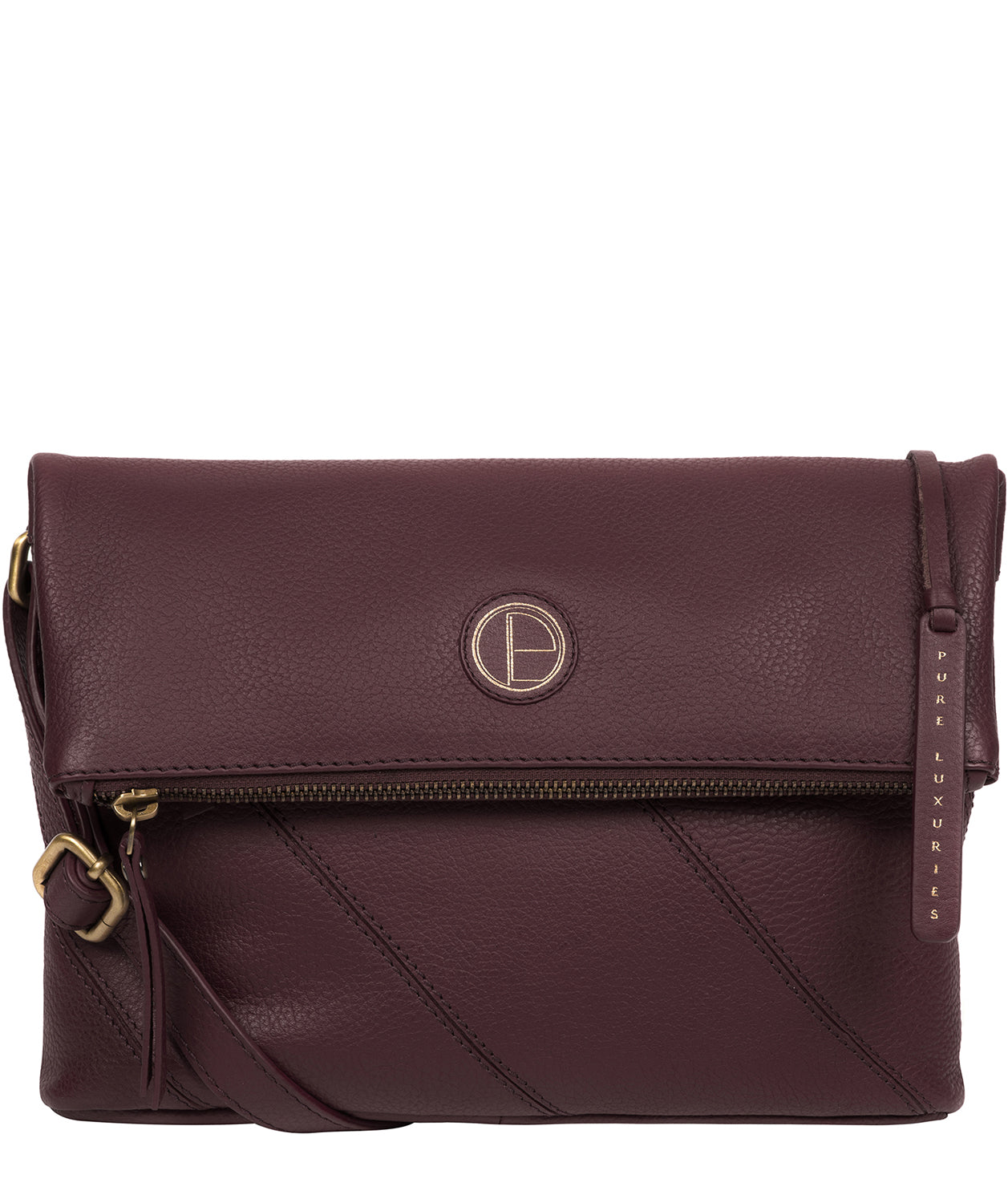 'Korin' Plum Leather Cross Body Bag Pure Luxuries London