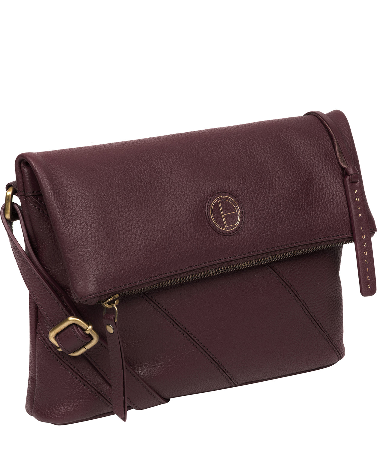 'Korin' Plum Leather Cross Body Bag Pure Luxuries London