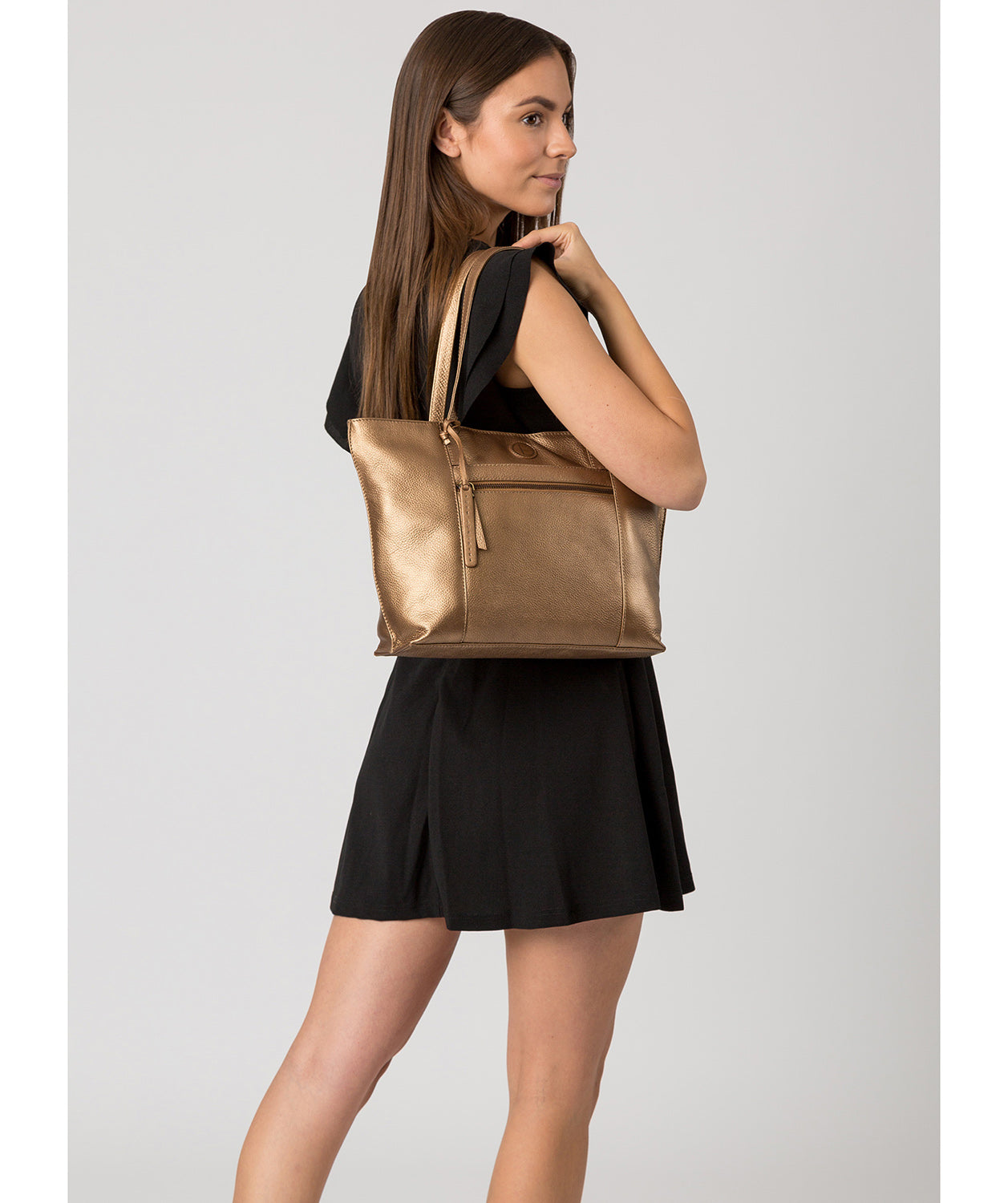 'Skye' Bronze Gold Leather Tote Bag