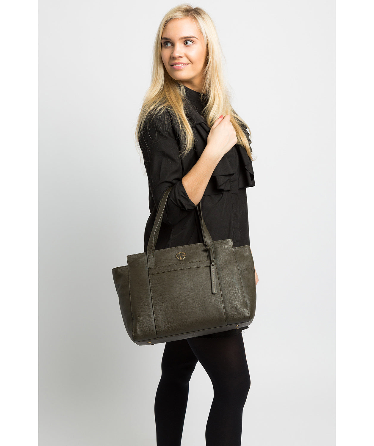 'Dusk' Olive Leather Shoulder Bag image 2